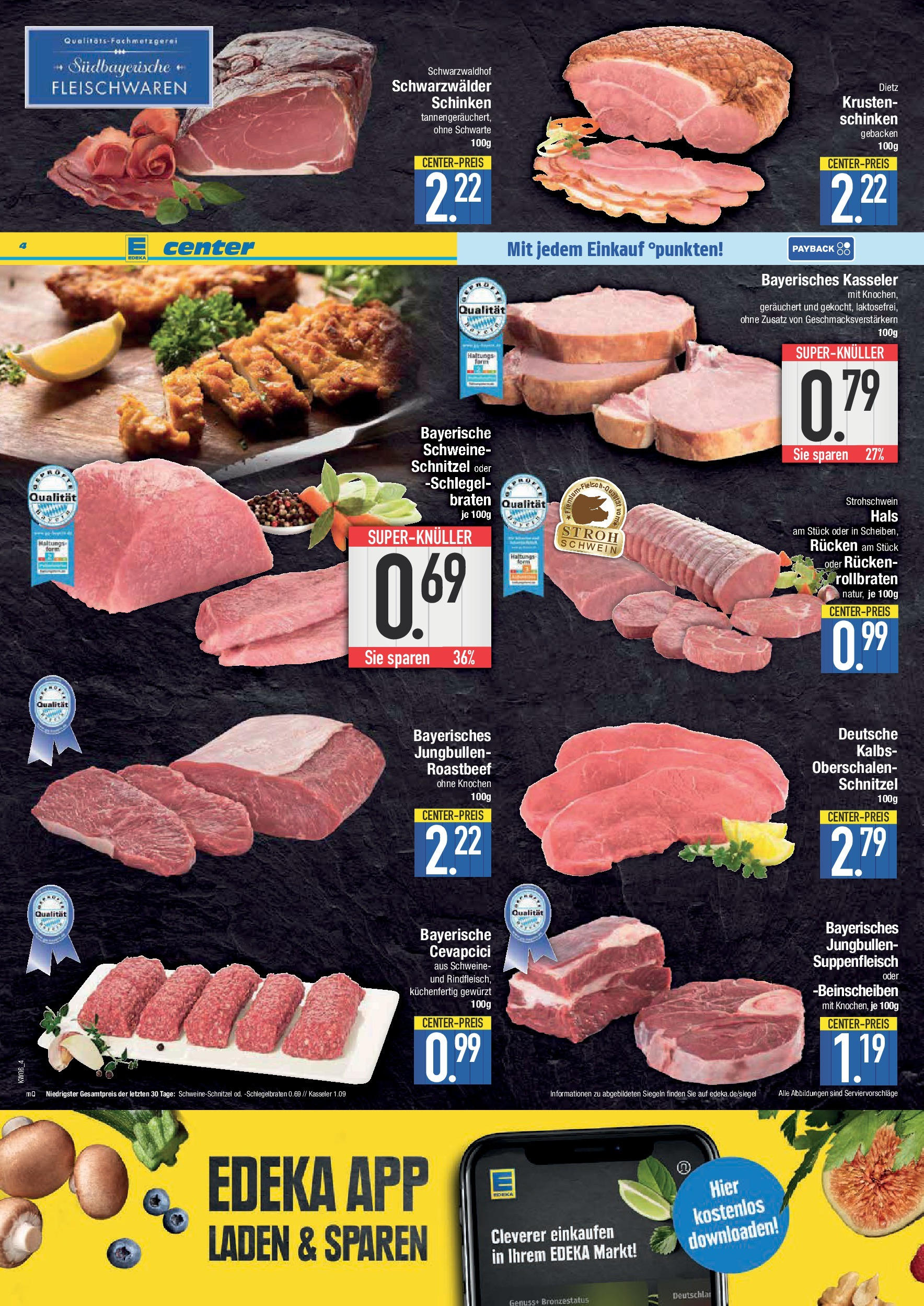 Edeka - E center: Wochenangebote (ab 02.02.2025) » Angebote Online | Seite: 4 | Produkte: Cevapcici, Schnitzel, Roastbeef, Suppenfleisch