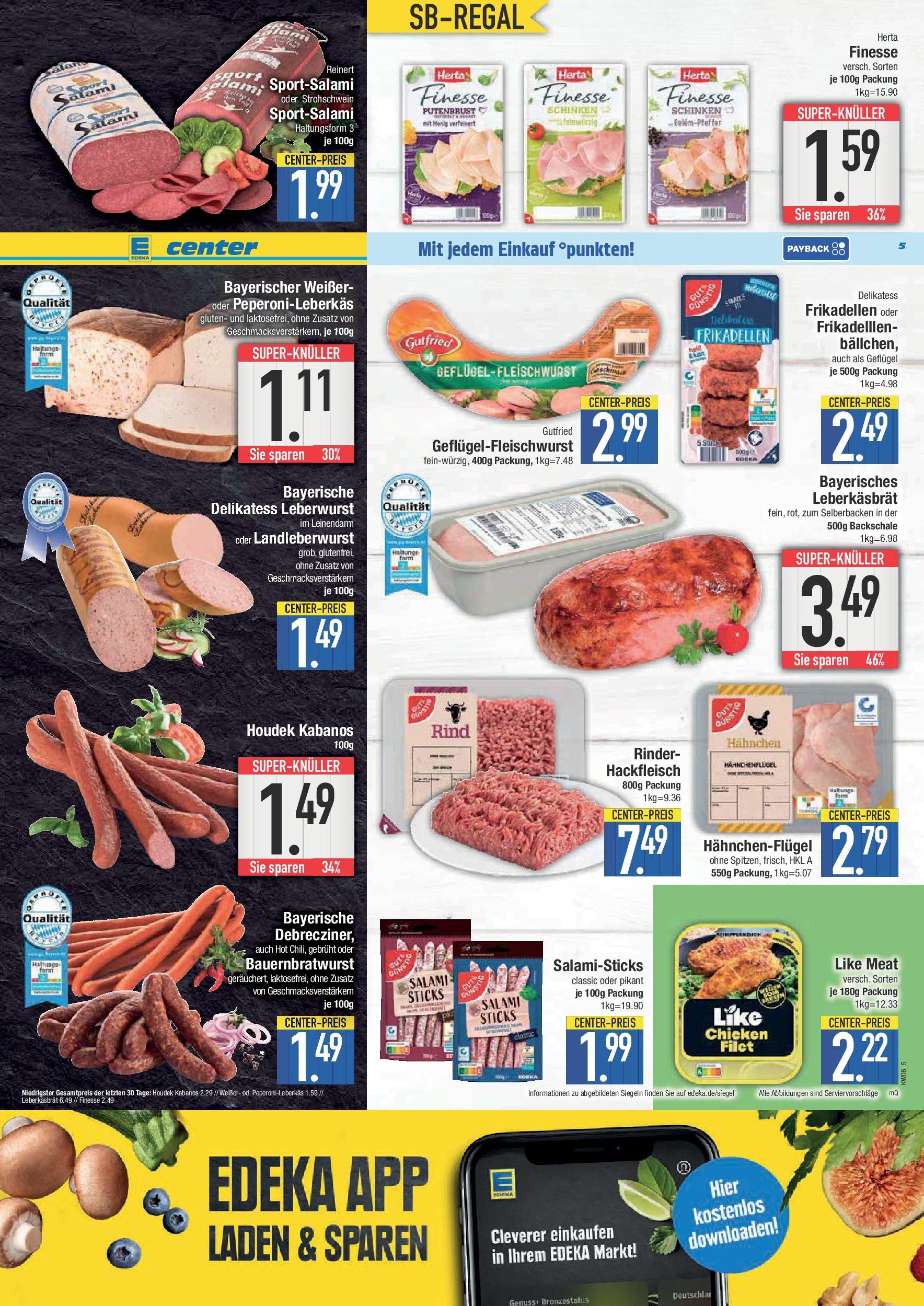 Edeka - E center: Wochenangebote (ab 02.02.2025) » Angebote Online | Seite: 5 | Produkte: Hahnchen, Like meat, Schinken, Herta finesse