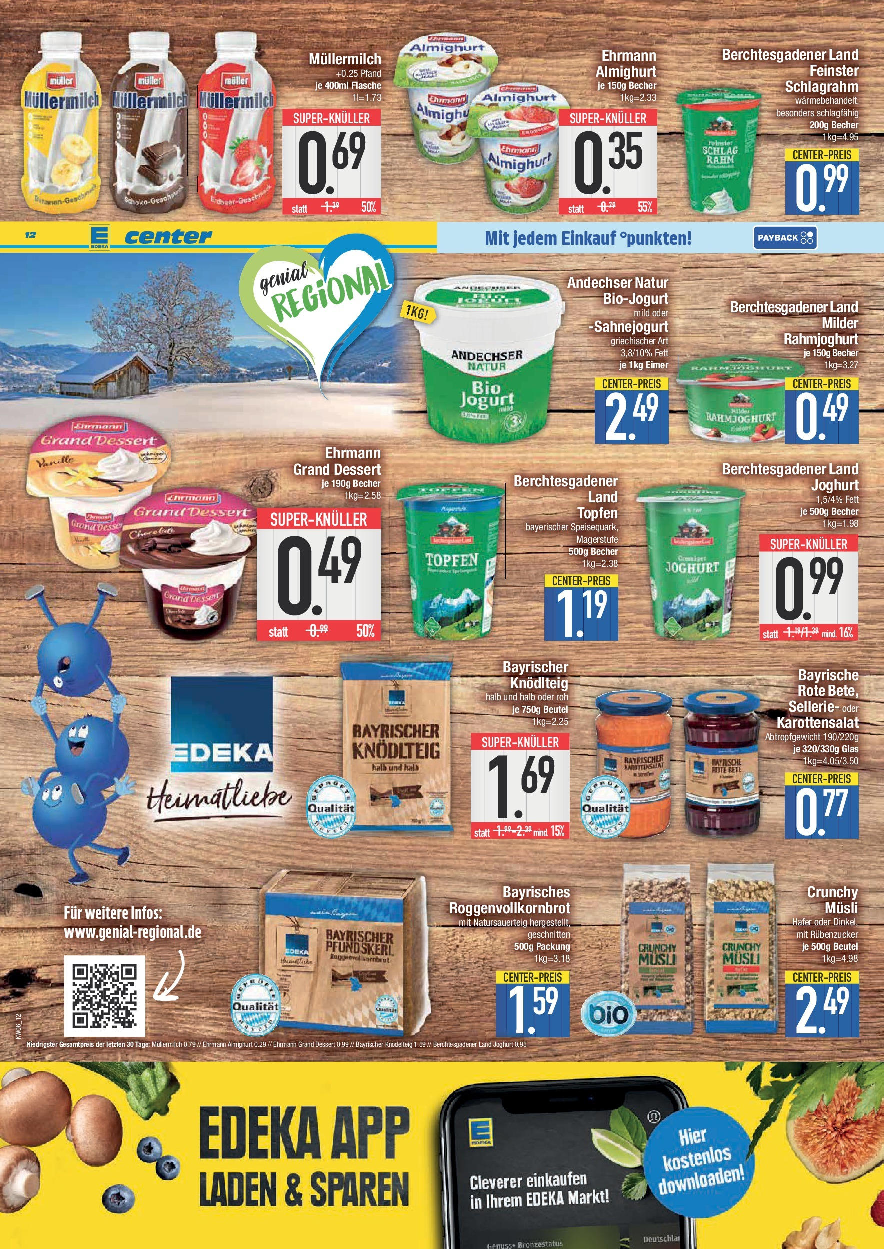 Edeka - E center: Wochenangebote (ab 02.02.2025) » Angebote Online | Seite: 12 | Produkte: Musli, Ehrmann almighurt, Ehrmann grand dessert, Müllermilch