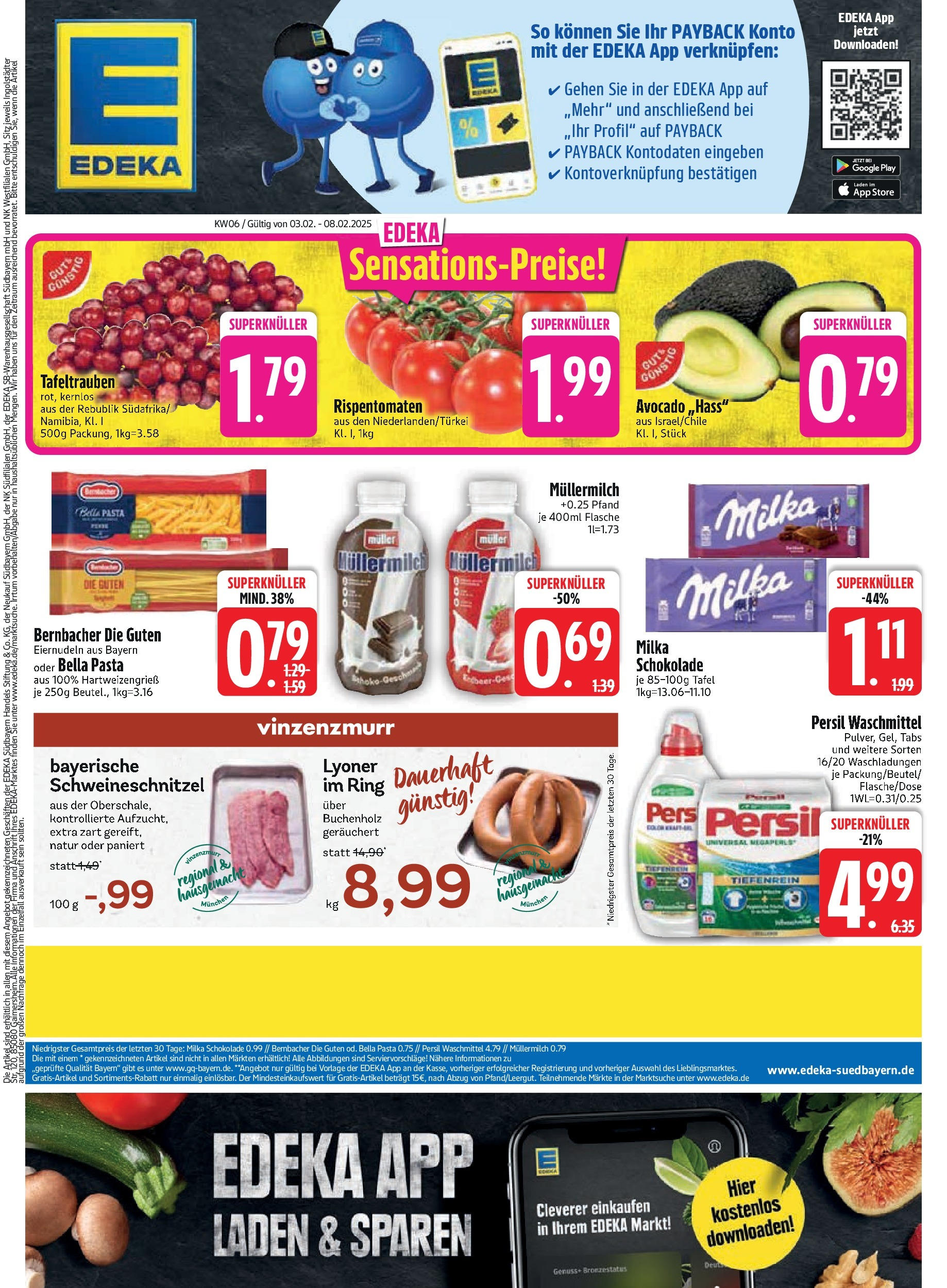 Edeka - Murnau, Kemmelallee 1 (ab 03.02.2025) » Angebote Online | Seite: 3 | Produkte: Cola, Schokolade, Müllermilch, Persil