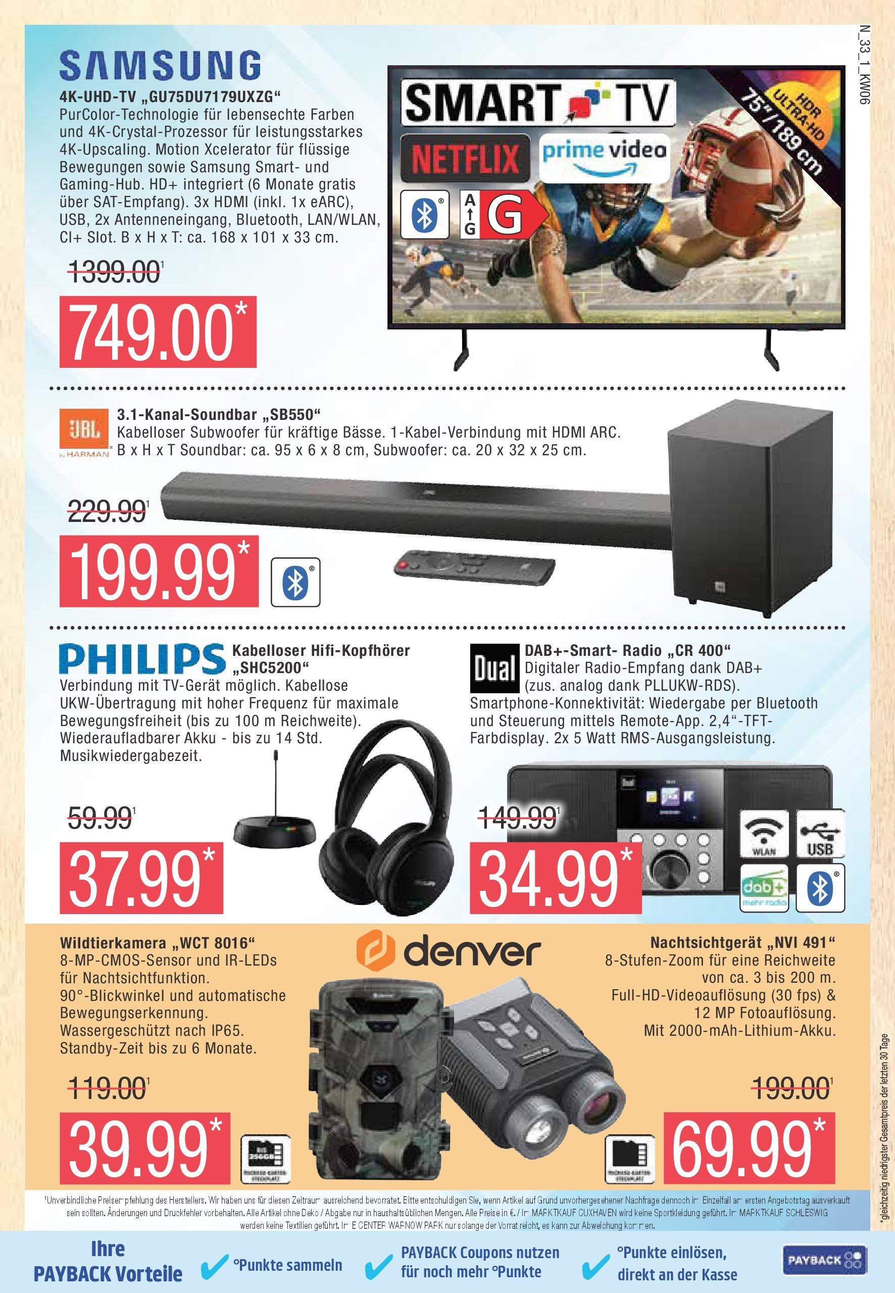 Marktkauf - Marktkauf: Wochenangebote (ab 02.02.2025) » Angebote online | Seite: 33 | Produkte: Philips, Samsung, Soundbar, Video