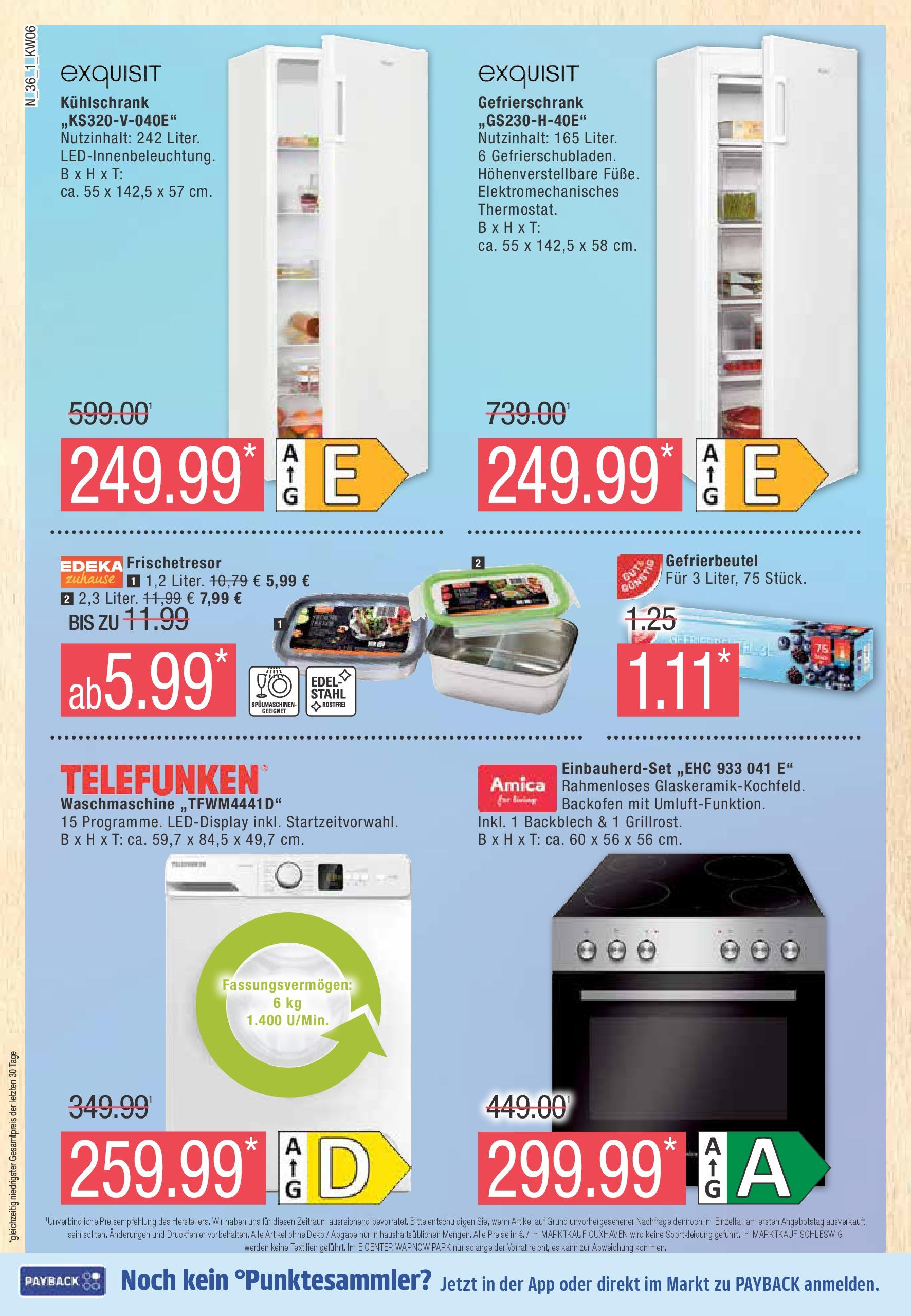 Marktkauf - Marktkauf: Wochenangebote (ab 02.02.2025) » Angebote online | Seite: 36 | Produkte: Gefrierschrank, Kühlschrank, Waschmaschine, Backofen