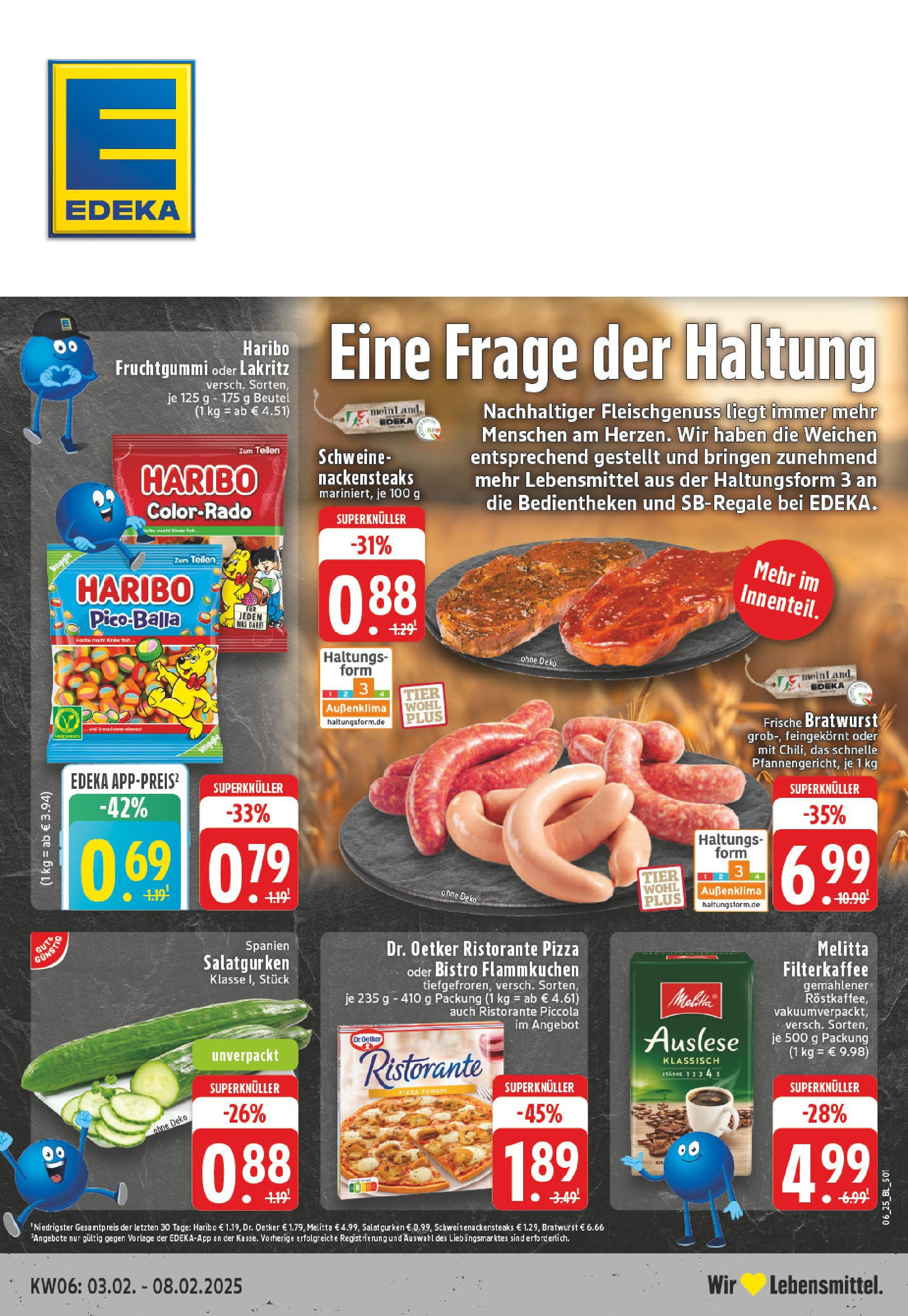 Edeka - EDEKA: Wochenangebote (ab 02.02.2025) » Angebote Online | Seite: 1 | Produkte: Ristorante, Haribo, Bratwurst, Pizza