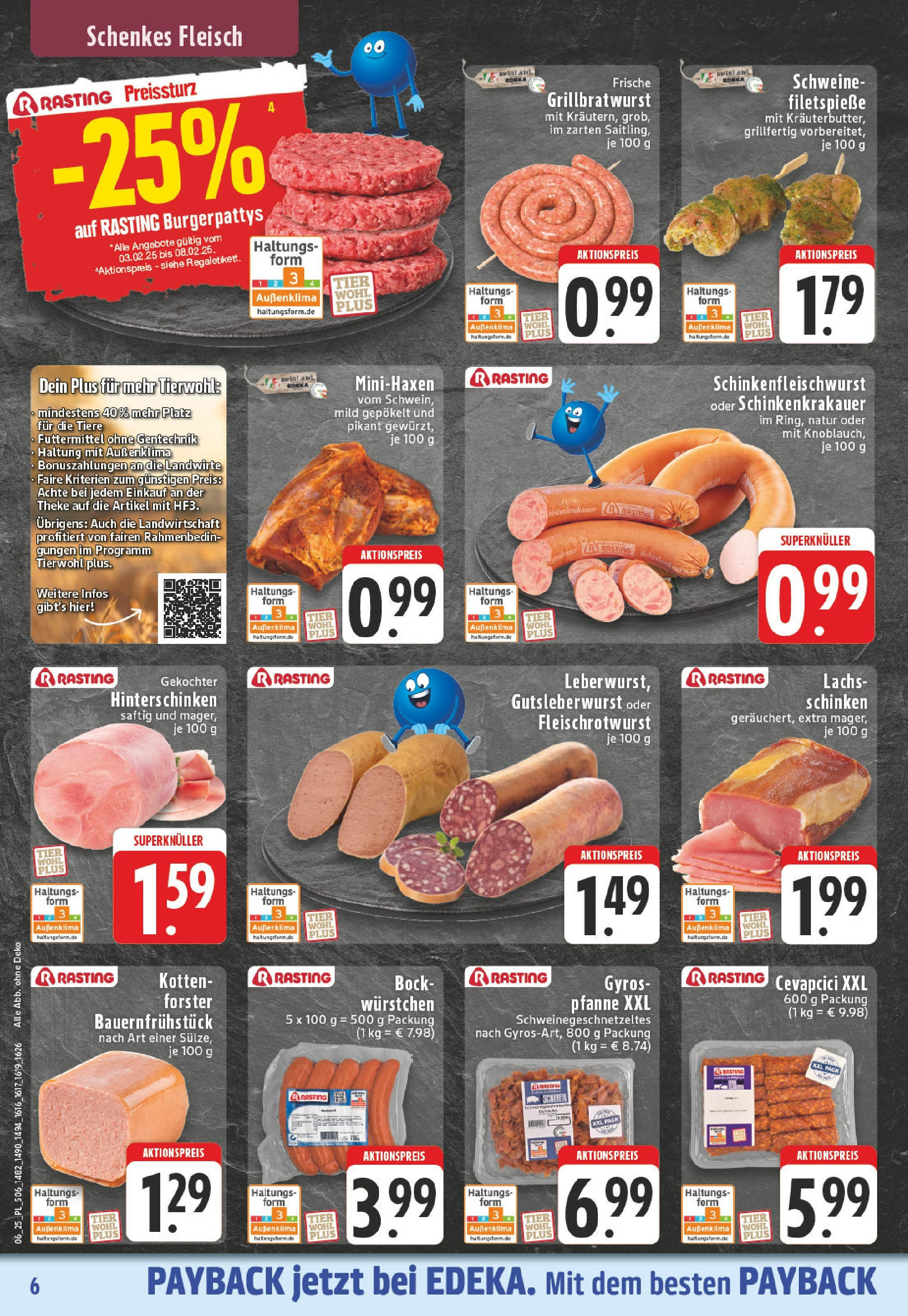 Edeka - Gütersloh, Kahlertstraße 1 (ab 03.02.2025) » Angebote Online | Seite: 6 | Produkte: Cevapcici, Lachs, Schinken, Fleisch