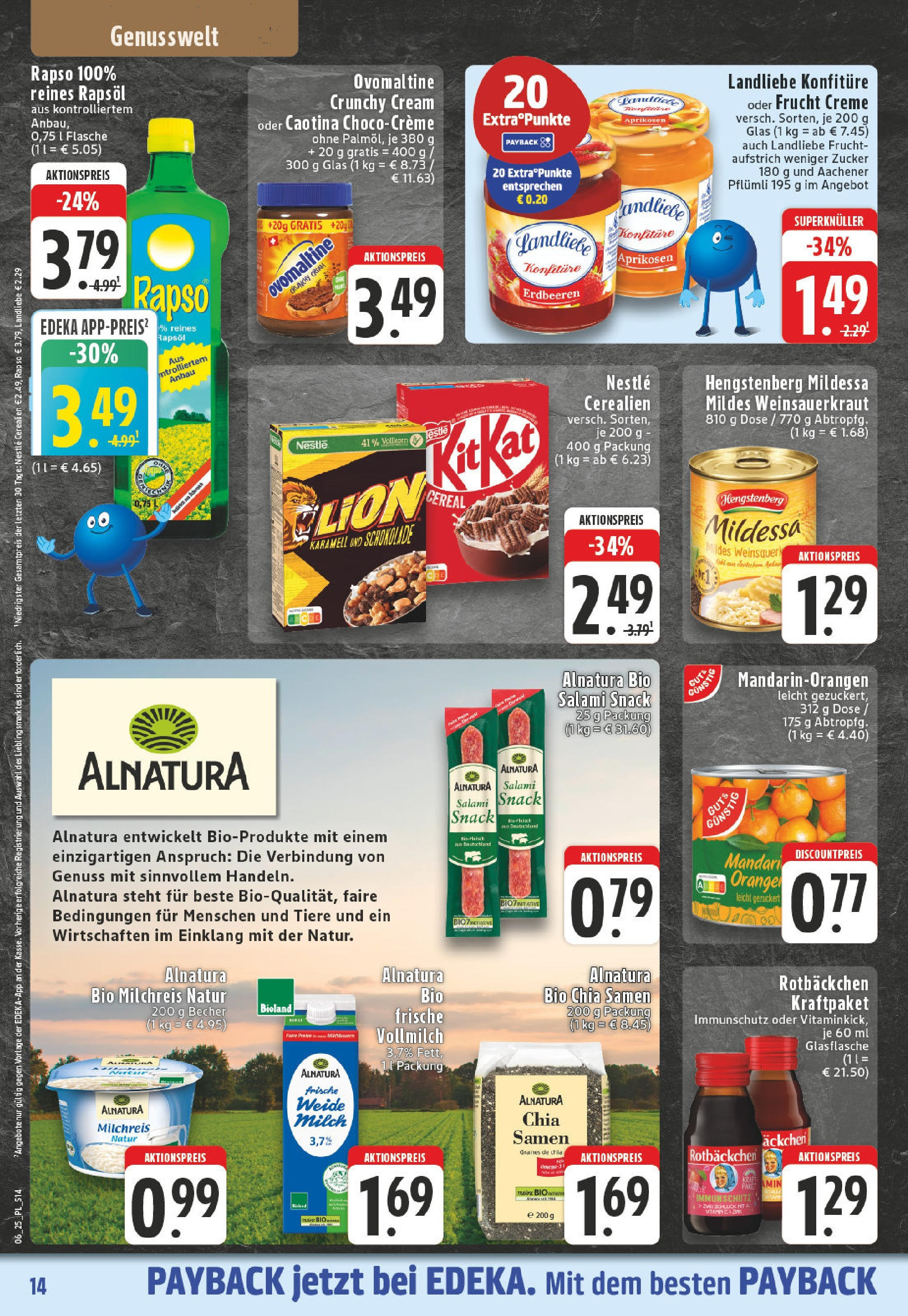 Edeka - EDEKA: Wochenangebote (ab 02.02.2025) » Angebote Online | Seite: 14 | Produkte: Milch, Schokolade, Zucker, Salami