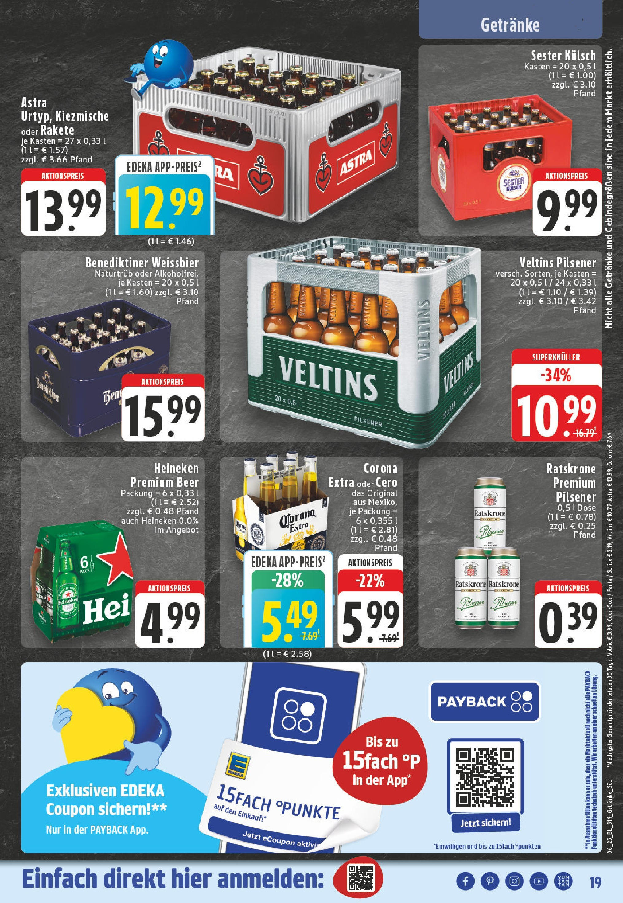 Edeka - Heinsberg, Ostpromenade 1 (ab 03.02.2025) » Angebote Online | Seite: 19 | Produkte: Weißbier, Astra, Volvic, Veltins