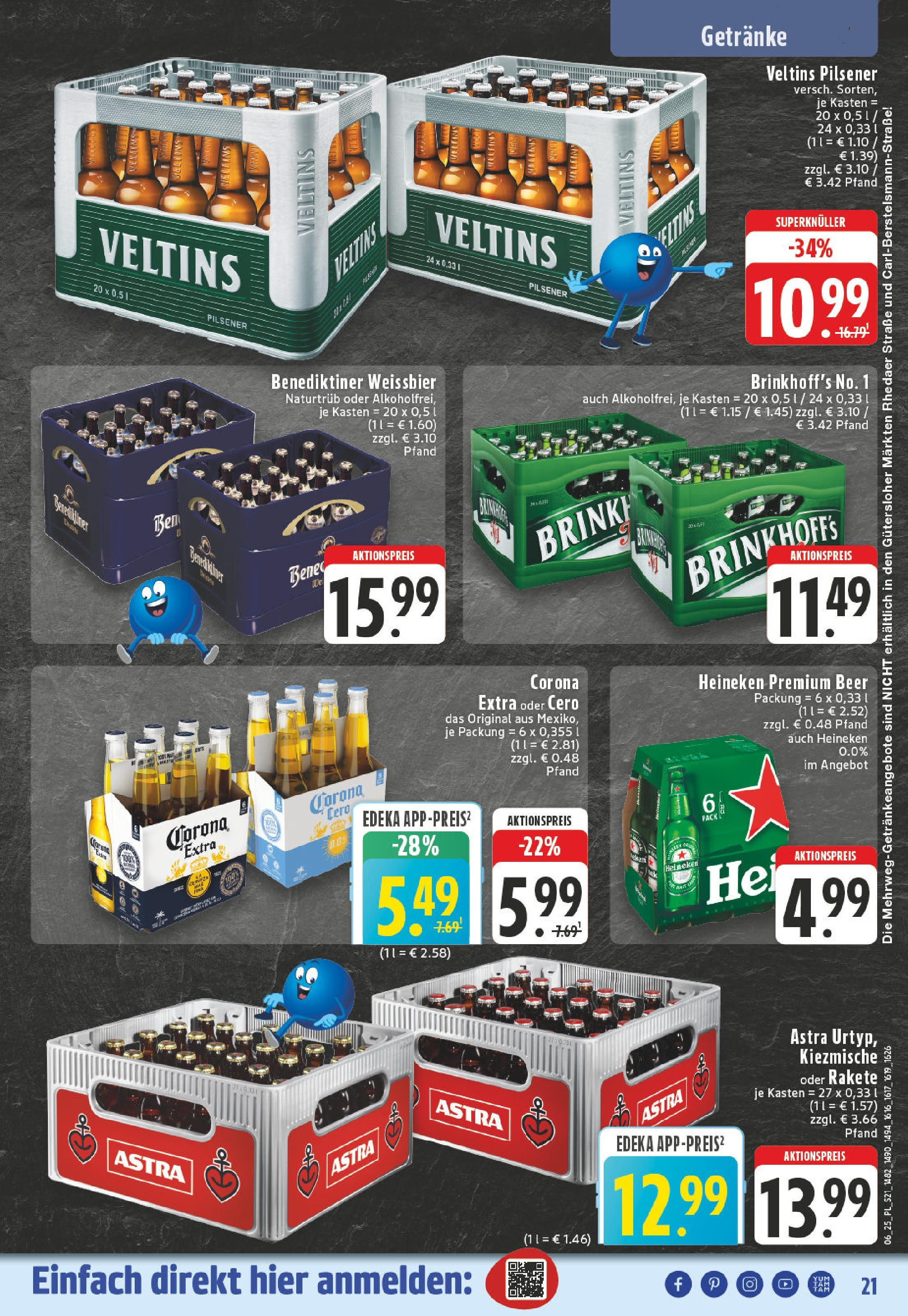 Edeka - Gütersloh, Kahlertstraße 1 (ab 03.02.2025) » Angebote Online | Seite: 21 | Produkte: Weißbier, Astra, Heineken, Veltins