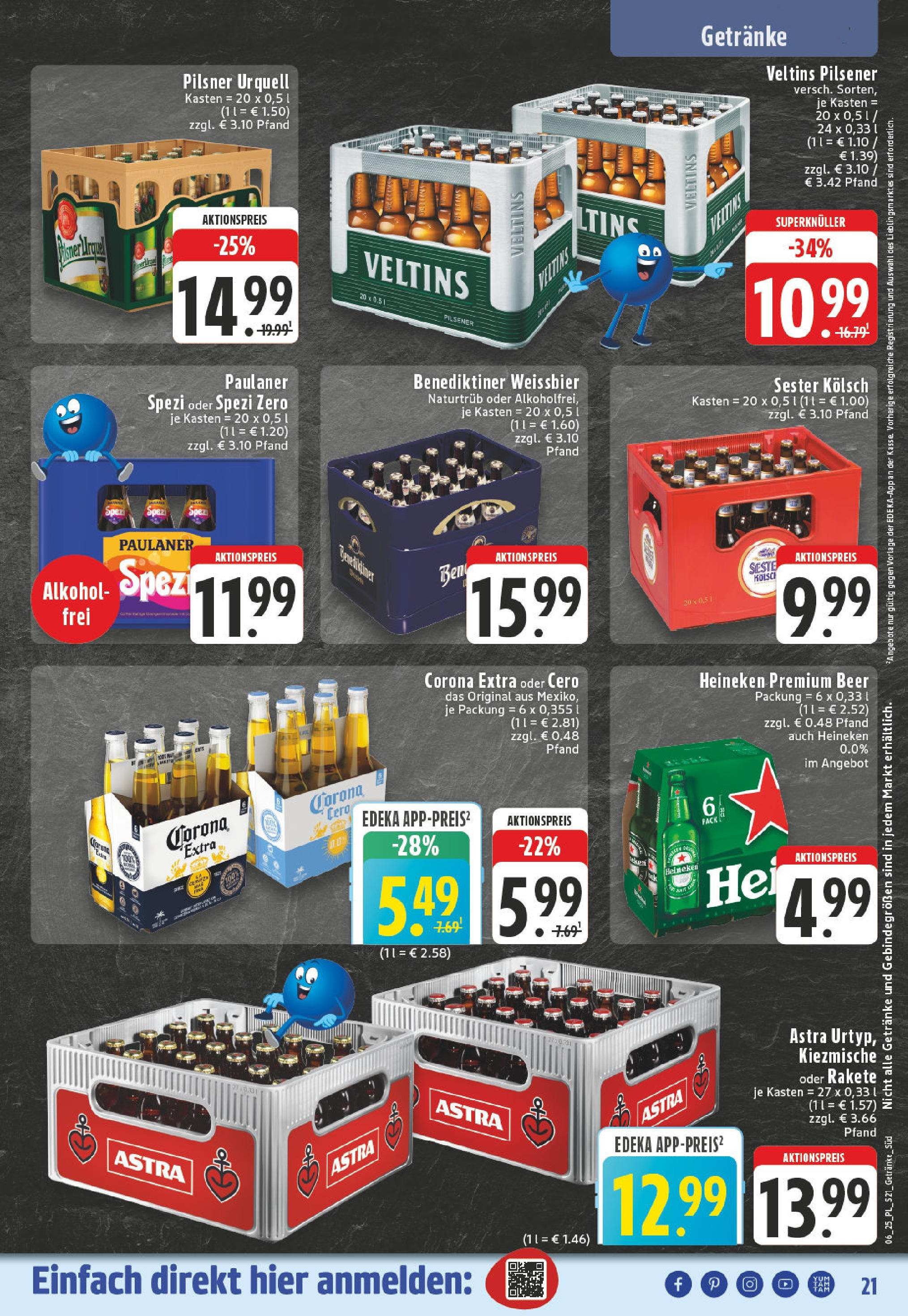 Edeka - EDEKA: Wochenangebote (ab 02.02.2025) » Angebote Online | Seite: 21 | Produkte: Weißbier, Heineken, Pilsner urquell, Veltins