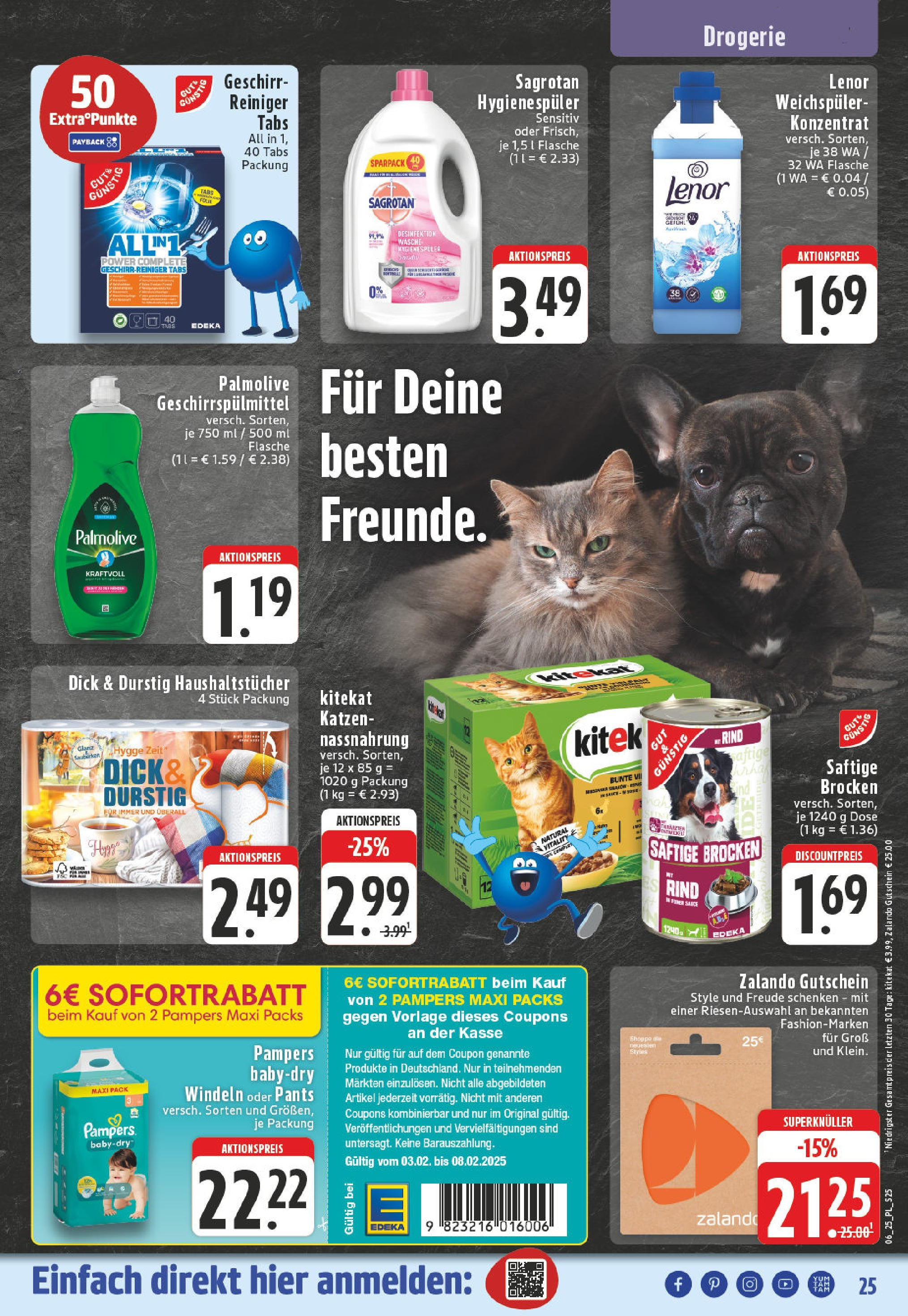 Edeka - EDEKA: Wochenangebote (ab 02.02.2025) » Angebote Online | Seite: 25 | Produkte: Lenor, Pampers, Weichspüler, Geschirrspülmittel