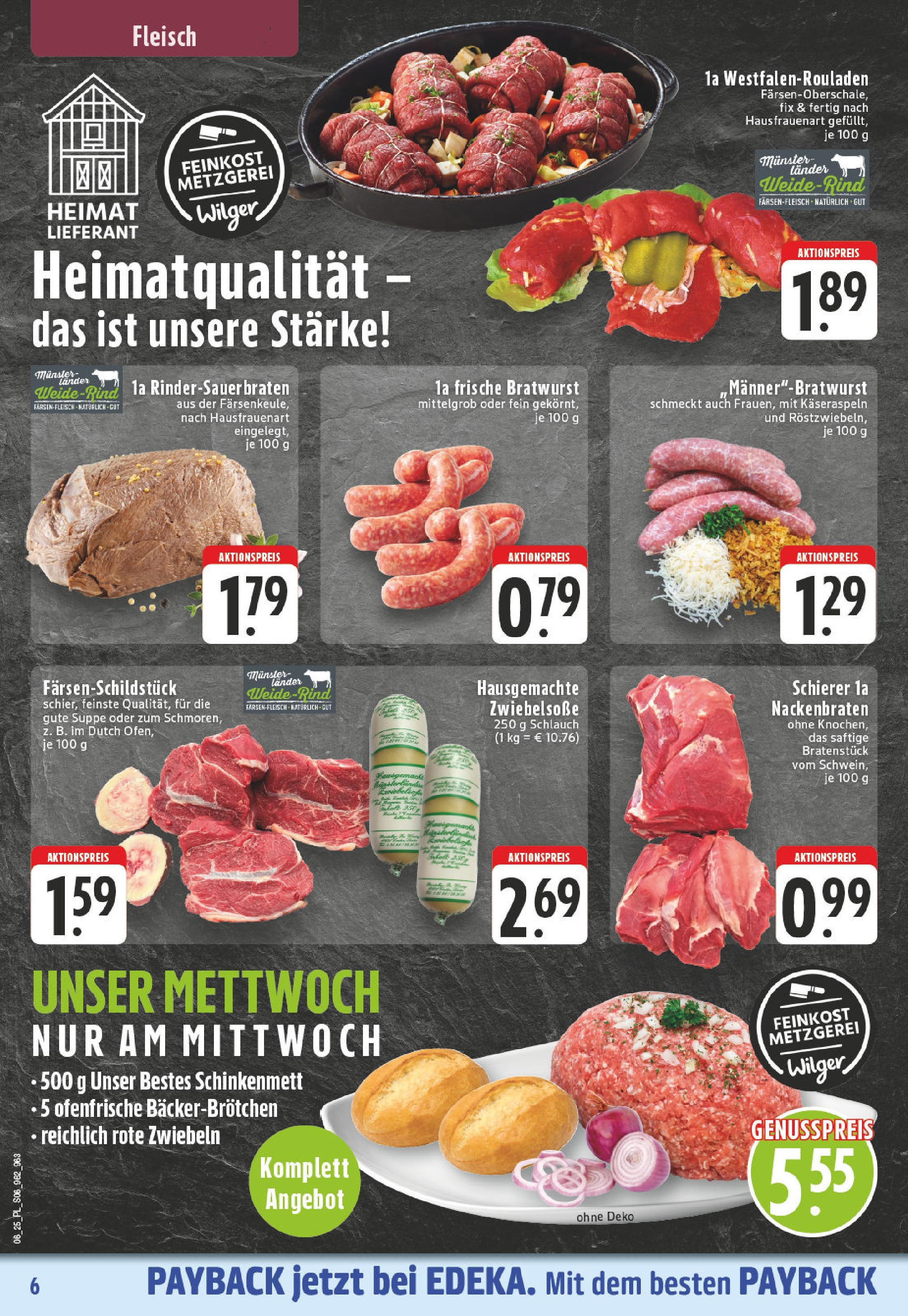 Edeka - Borken, Otto-Hahn-Straße 8 (ab 03.02.2025) » Angebote Online | Seite: 6 | Produkte: Bratwurst, Ofenfrische, Zwiebeln, Fleisch