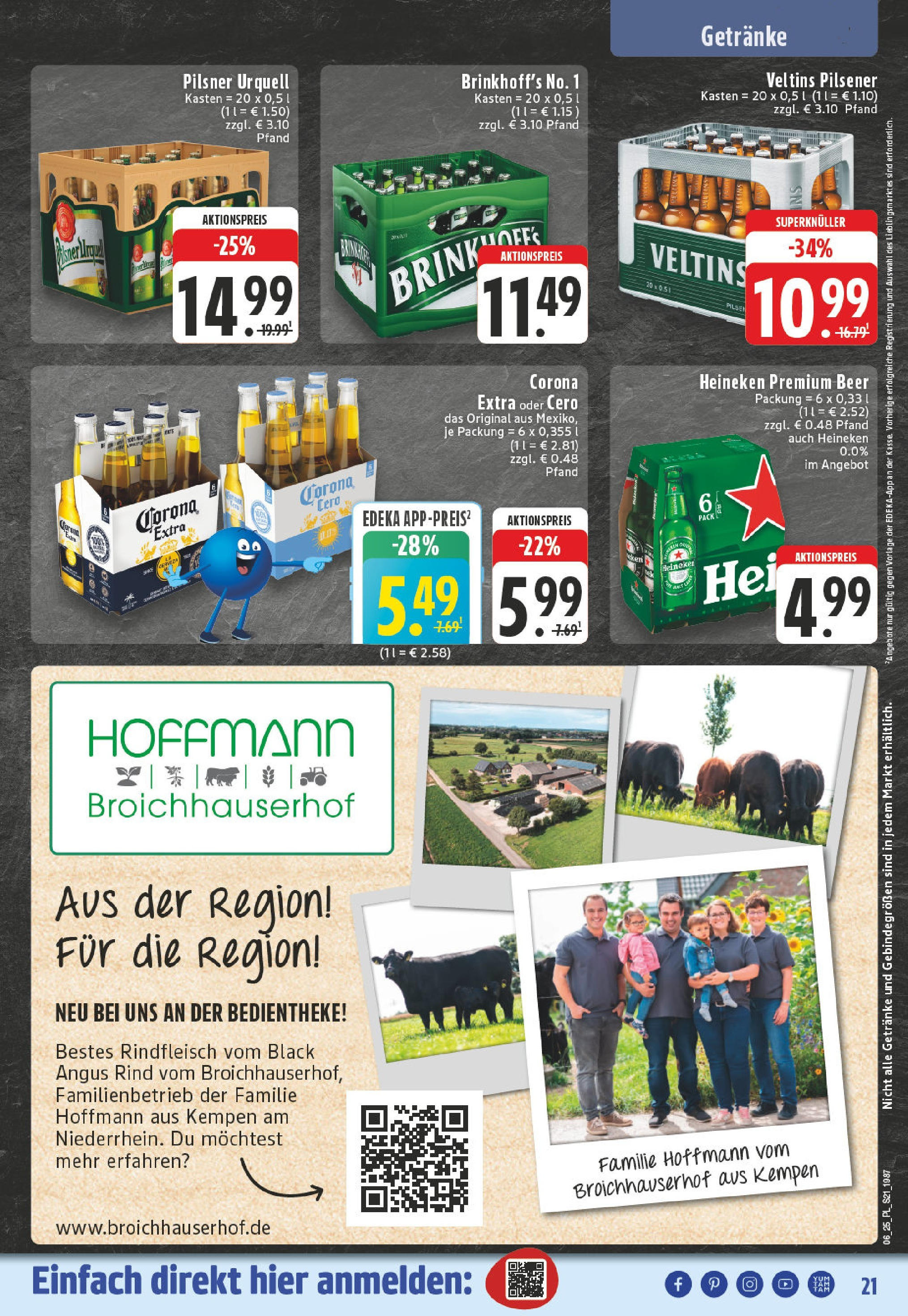 E center Prospekt Kempen, Hessenring 25 (ab 03.02.2025) » Angebote Online | Seite: 21 | Produkte: Heineken, Pilsner urquell, Rindfleisch, Veltins