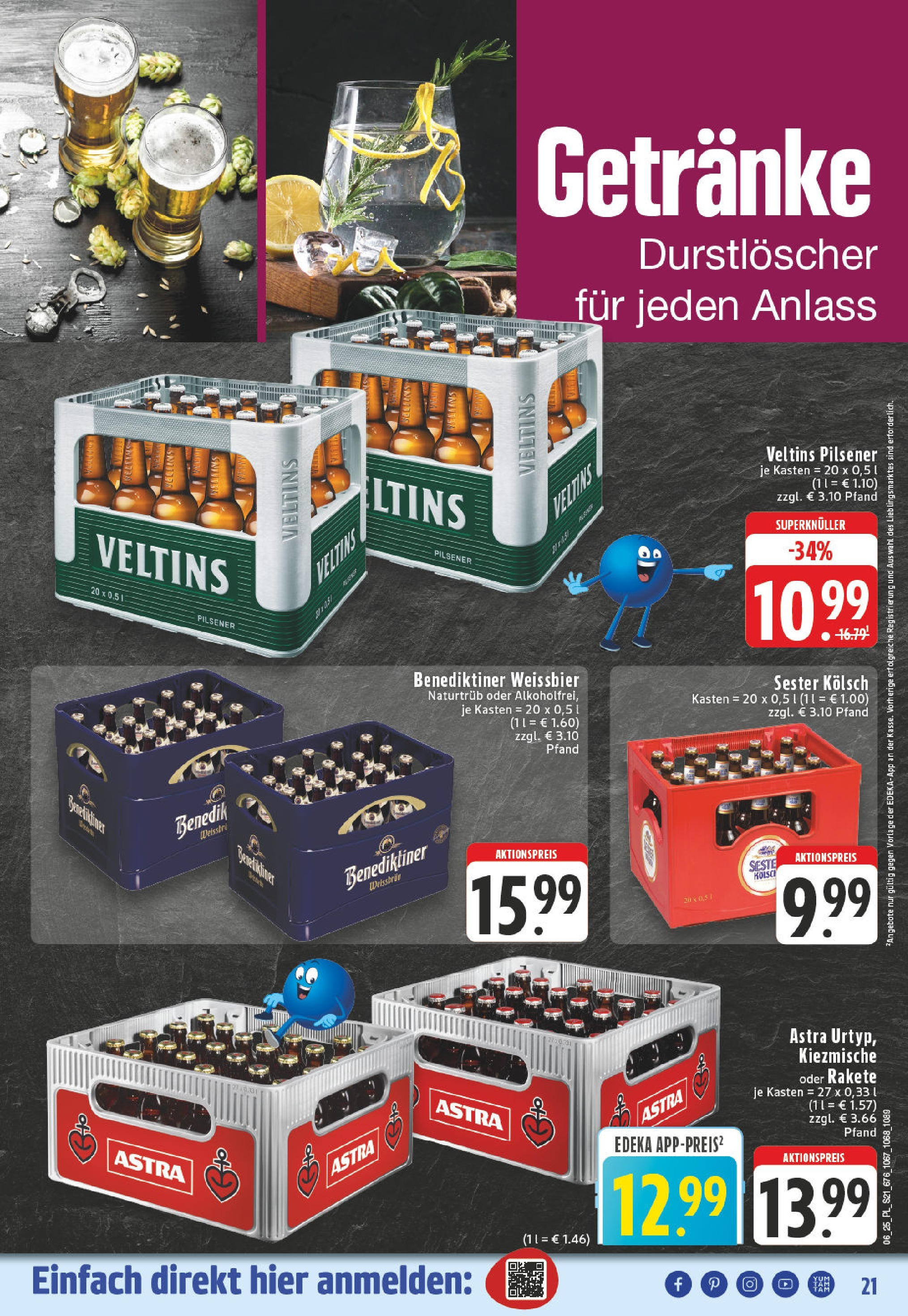 E center Prospekt Hückelhoven, Parkhofstraße 53 (ab 03.02.2025) » Angebote Online | Seite: 21 | Produkte: Durstloscher, Weißbier, Astra, Veltins