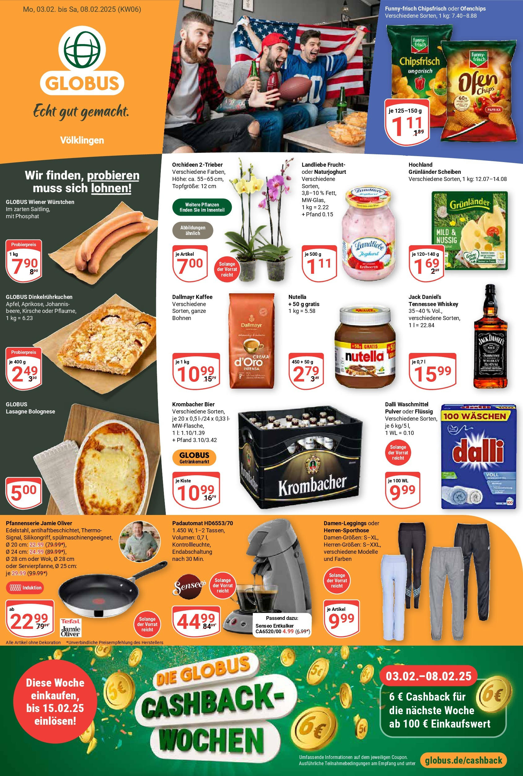 Globus - Völklingen, Rathausstraße 53 (ab 03.02.2025) » Angebote online | Seite: 3 | Produkte: Wiener wurstchen, Jack Daniel's, Waschmittel, Grunlander