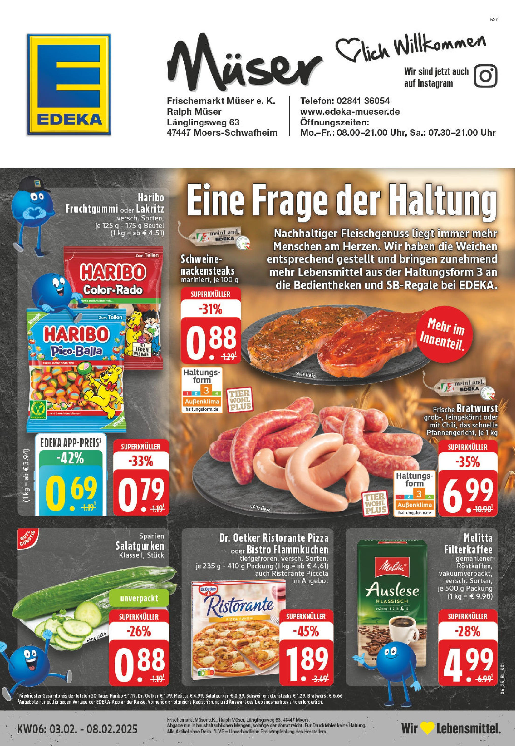 Edeka - Moers, Länglingsweg 63 (ab 03.02.2025) » Angebote Online | Seite: 1 | Produkte: Ristorante, Melitta, Haribo, Uhr