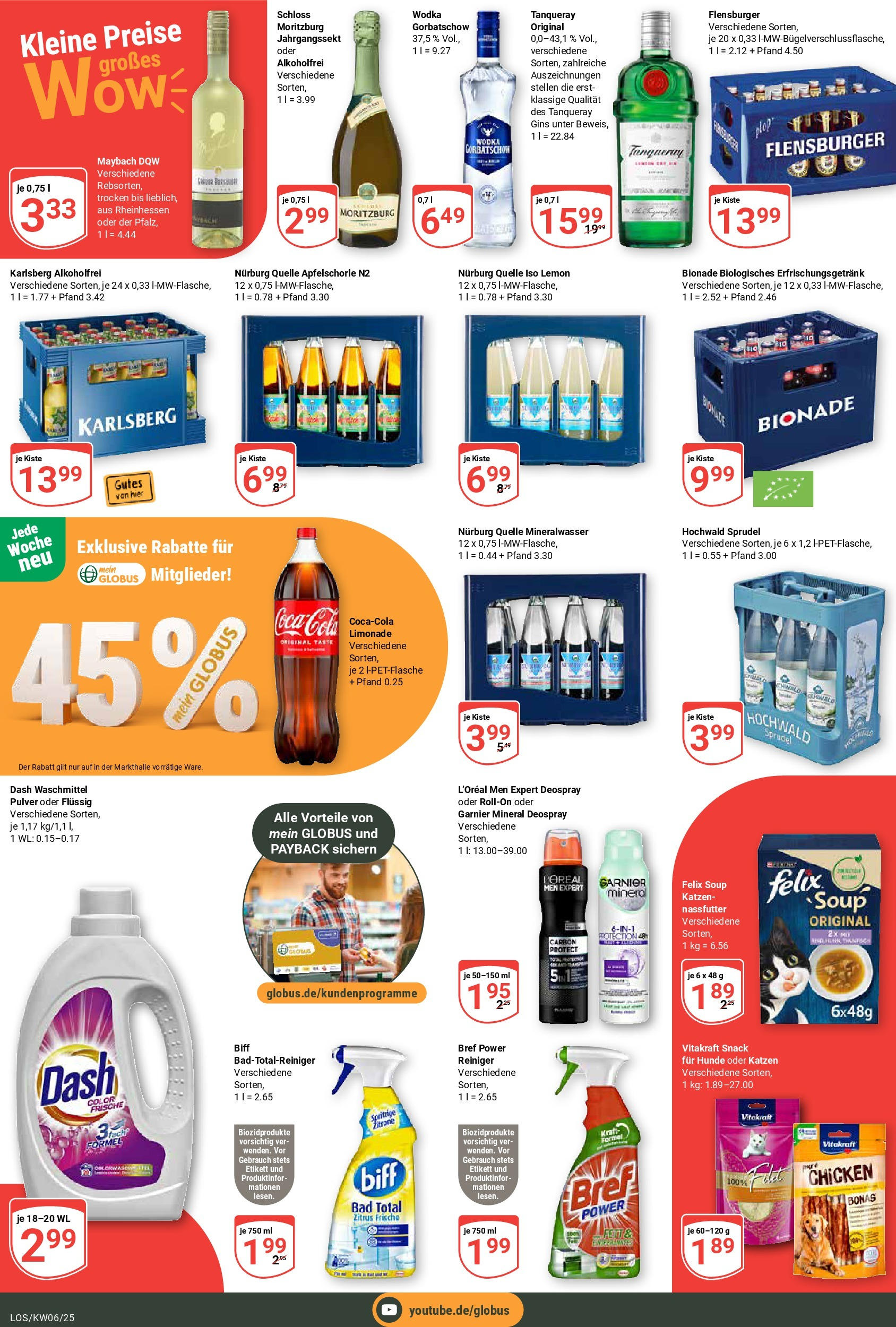 Globus - Losheim am See, Haagstr. 60 (ab 03.02.2025) » Angebote online | Seite: 4 | Produkte: Coca cola, Bionade, Mineralwasser, Waschmittel