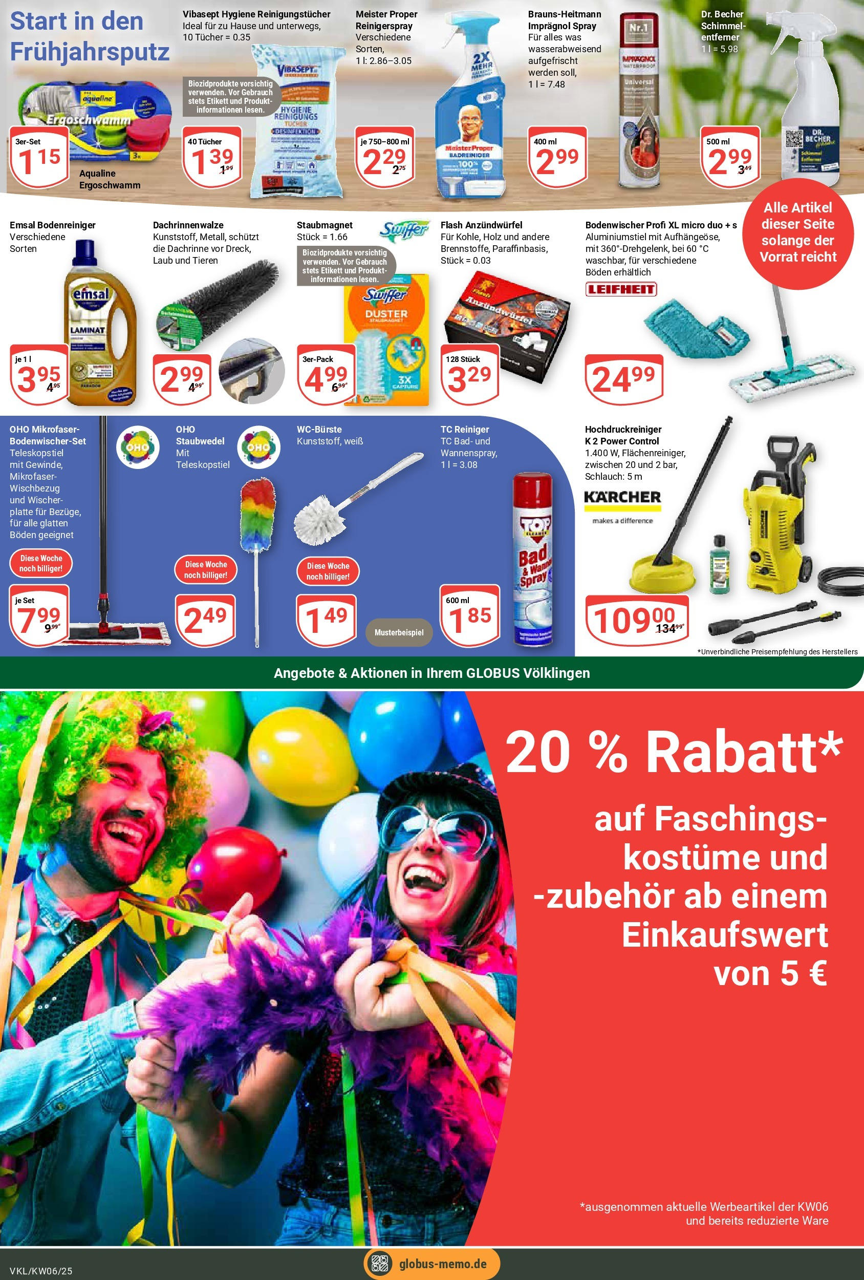 Globus - Völklingen, Rathausstraße 53 (ab 03.02.2025) » Angebote online | Seite: 22 | Produkte: Bad, Reinigungstücher, Hochdruckreiniger, Swiffer