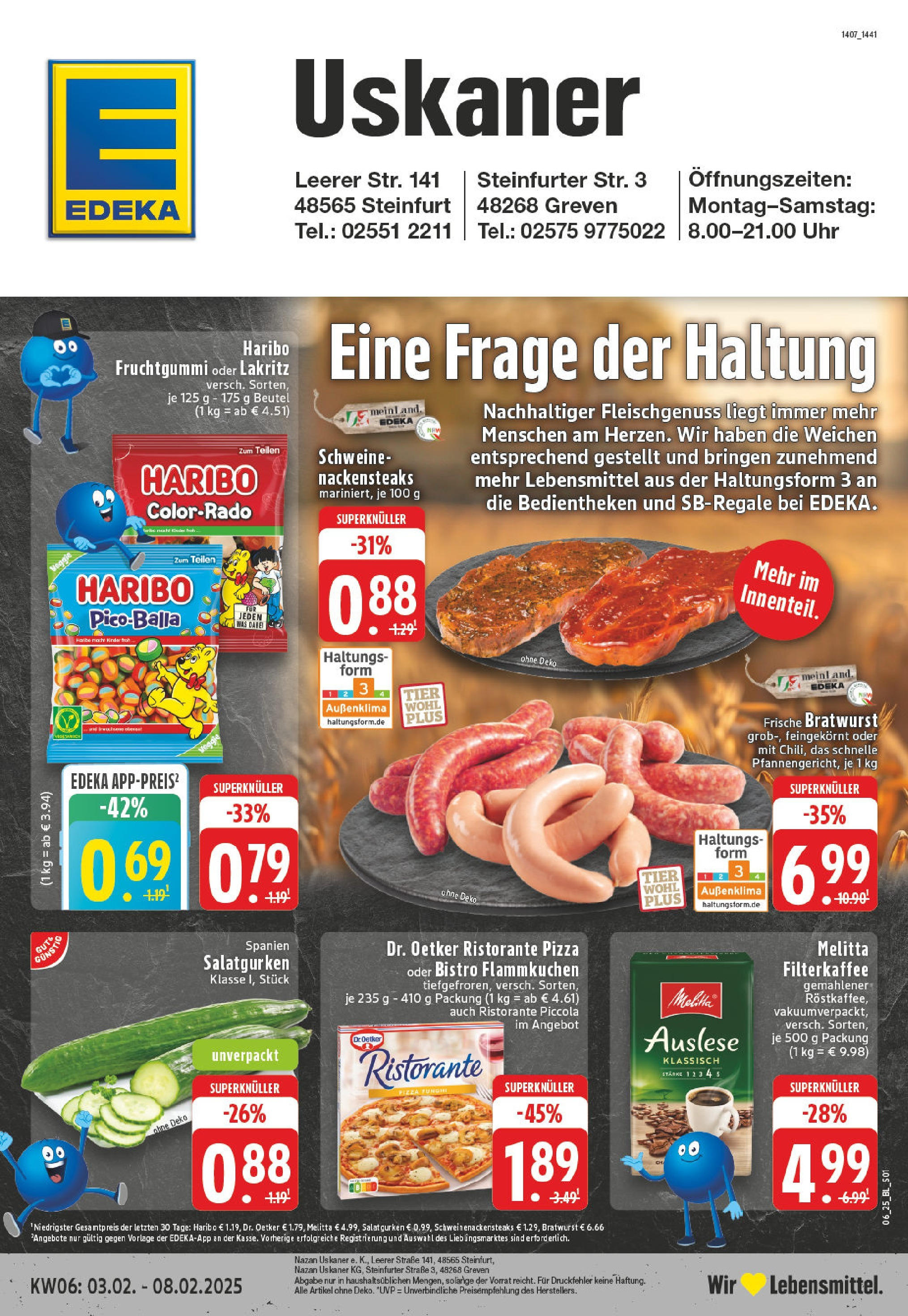 Edeka - Steinfurt, Leerer Straße 1 (ab 03.02.2025) » Angebote Online | Seite: 1 | Produkte: Ristorante, Melitta, Pizza, Uhr