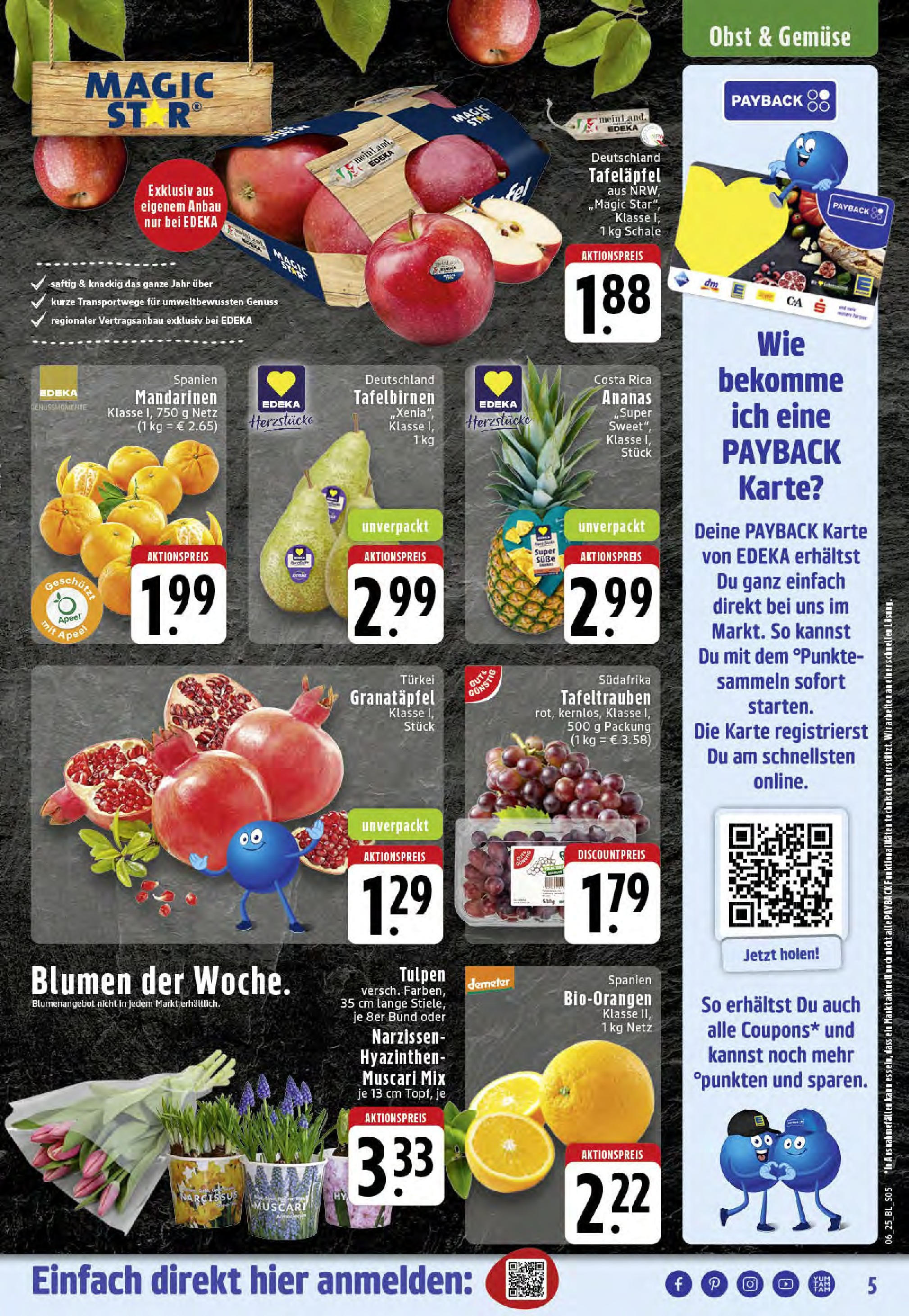 Edeka - Westerkappeln, Heerstraße 5 (ab 03.02.2025) » Angebote Online | Seite: 5 | Produkte: Granatapfel, Blumen, Mandarinen, Ananas