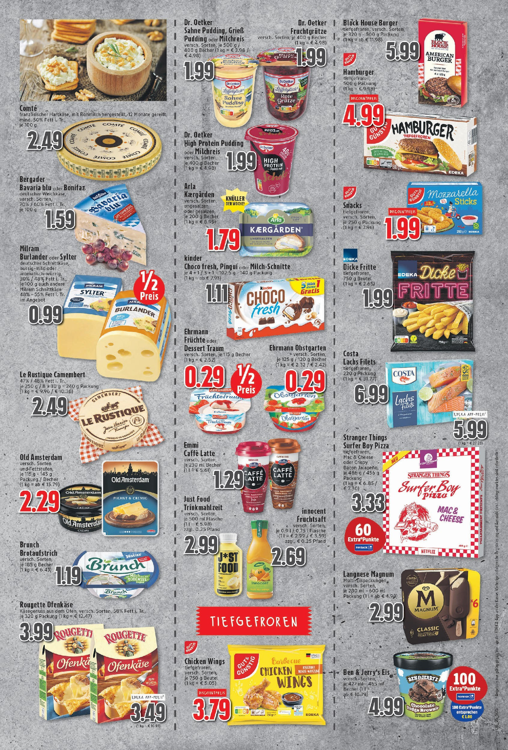 Edeka - Moers, Nieper Straße 2 (ab 03.02.2025) » Angebote Online | Seite: 5 | Produkte: Burger, Pudding, Fruchtsaft, Eis