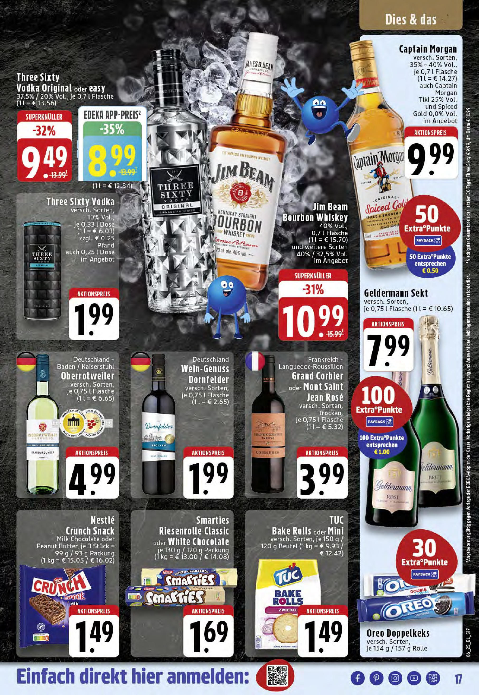 Edeka - Westerkappeln, Heerstraße 5 (ab 03.02.2025) » Angebote Online | Seite: 17 | Produkte: Jim beam, Sekt, Smarties, Captain morgan