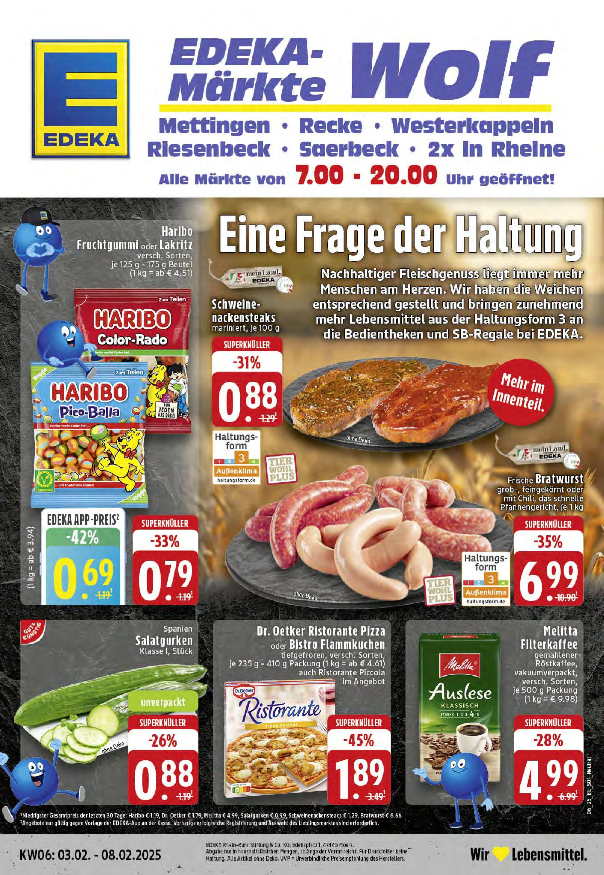 Edeka - Westerkappeln, Heerstraße 5 (ab 03.02.2025) » Angebote Online | Seite: 1 | Produkte: Ristorante, Nackensteaks, Bratwurst, Uhr