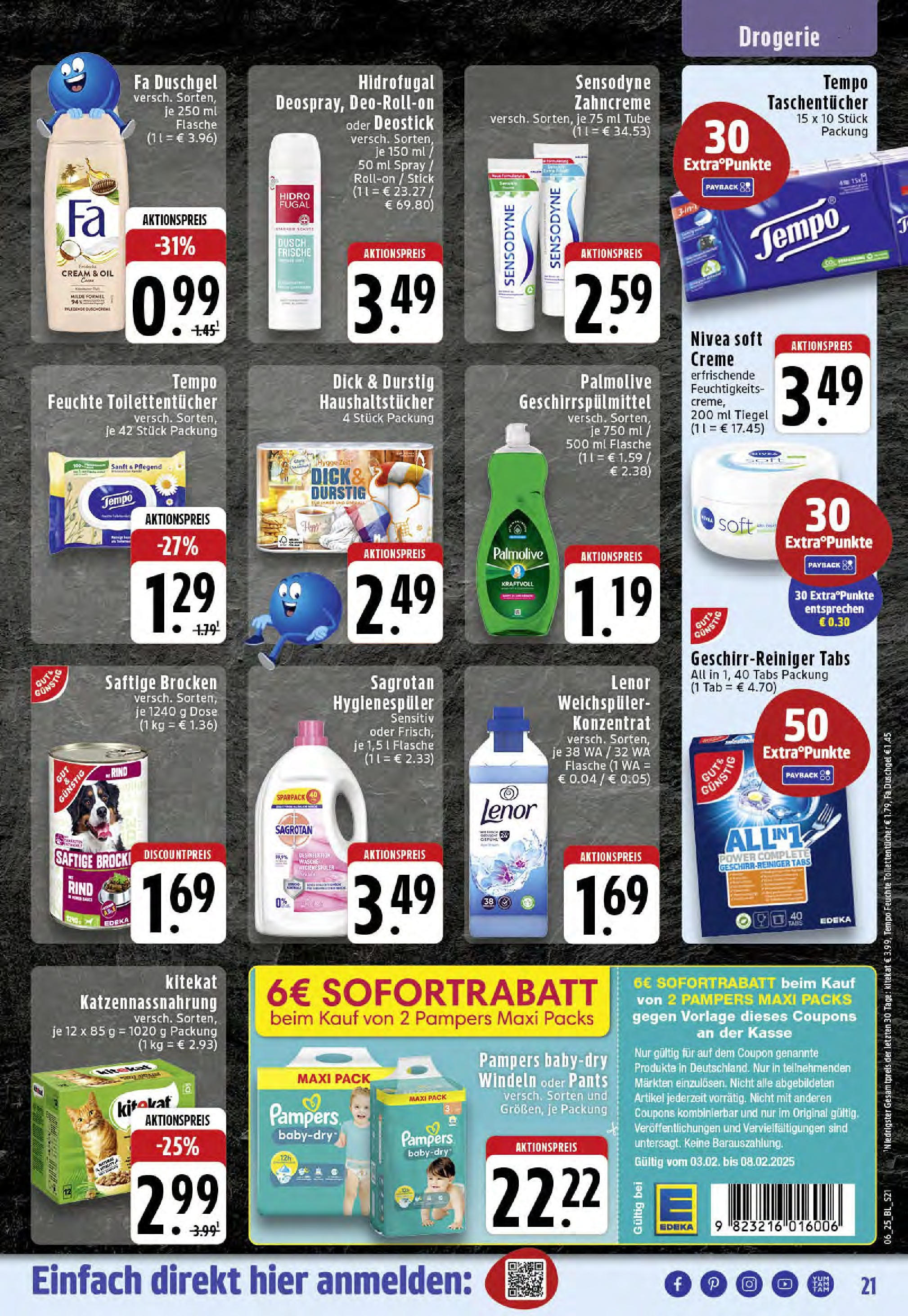 Edeka - Westerkappeln, Heerstraße 5 (ab 03.02.2025) » Angebote Online | Seite: 21 | Produkte: Lenor, Fa duschgel, Pampers, Weichspüler