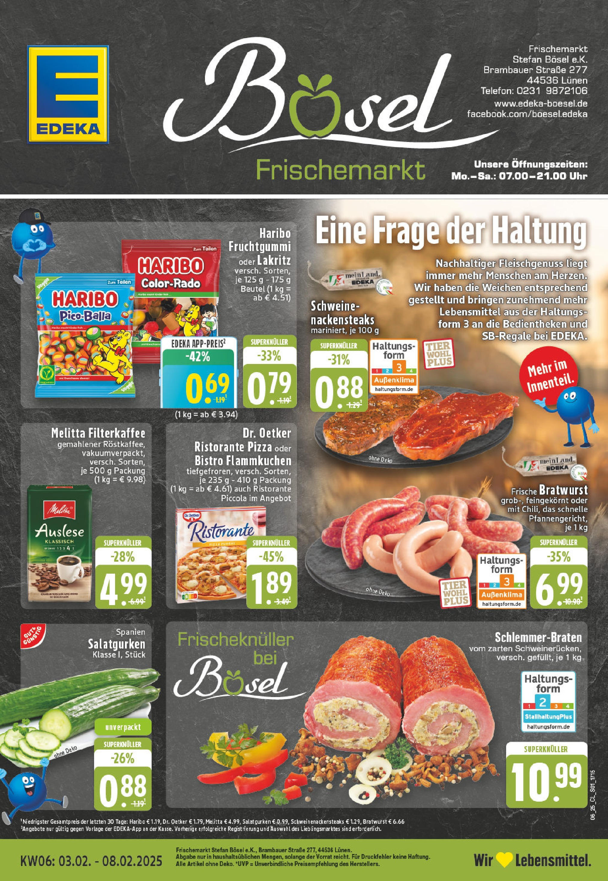 Edeka - Lünen-Brambauer, Brambauer Straße 2 (ab 03.02.2025) » Angebote Online | Seite: 1 | Produkte: Ristorante, Melitta, Bratwurst, Pizza