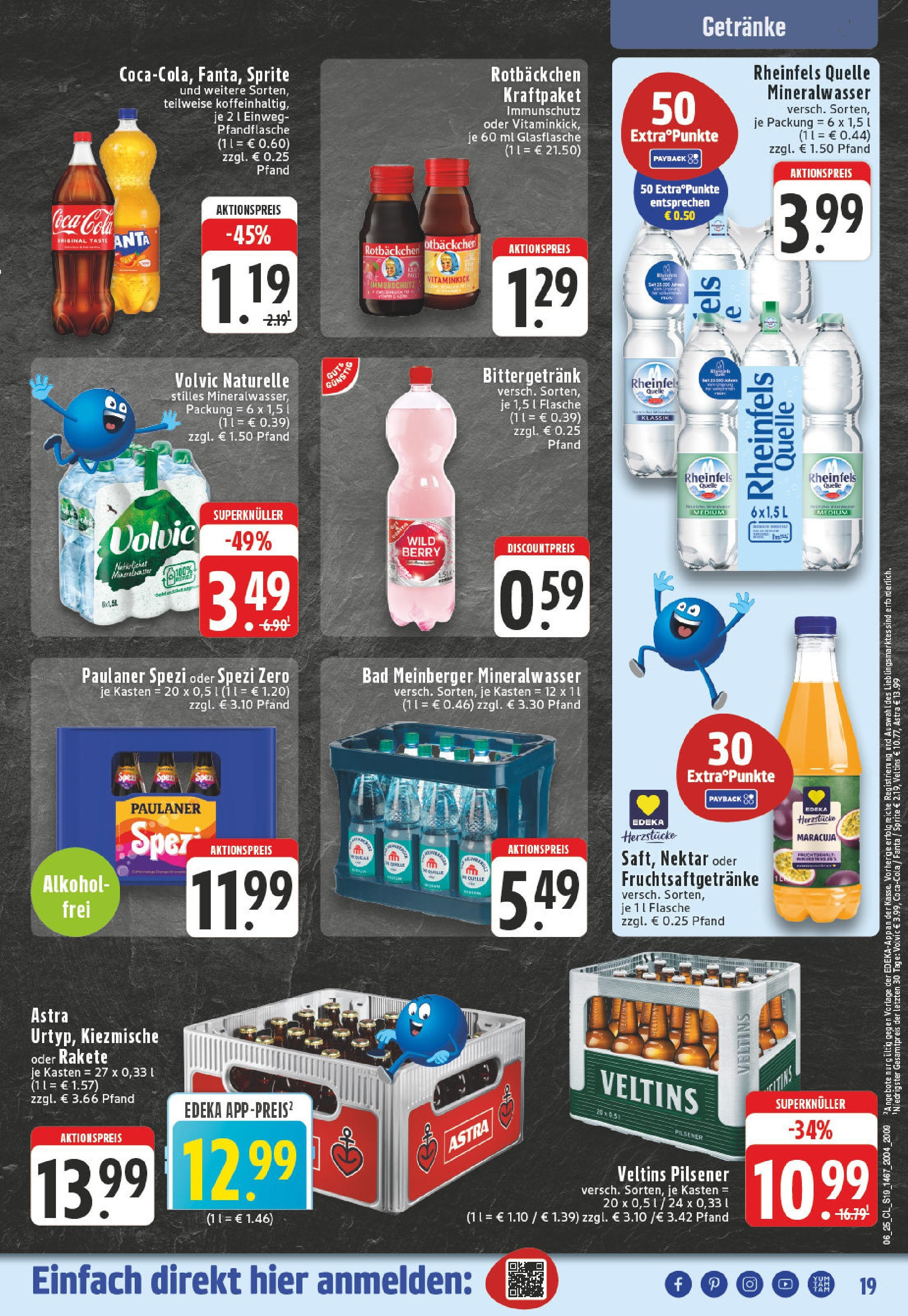 Edeka - Erwitte, Wemberweg 4 (ab 03.02.2025) » Angebote Online | Seite: 19 | Produkte: Astra, Mineralwasser, Volvic, Paulaner