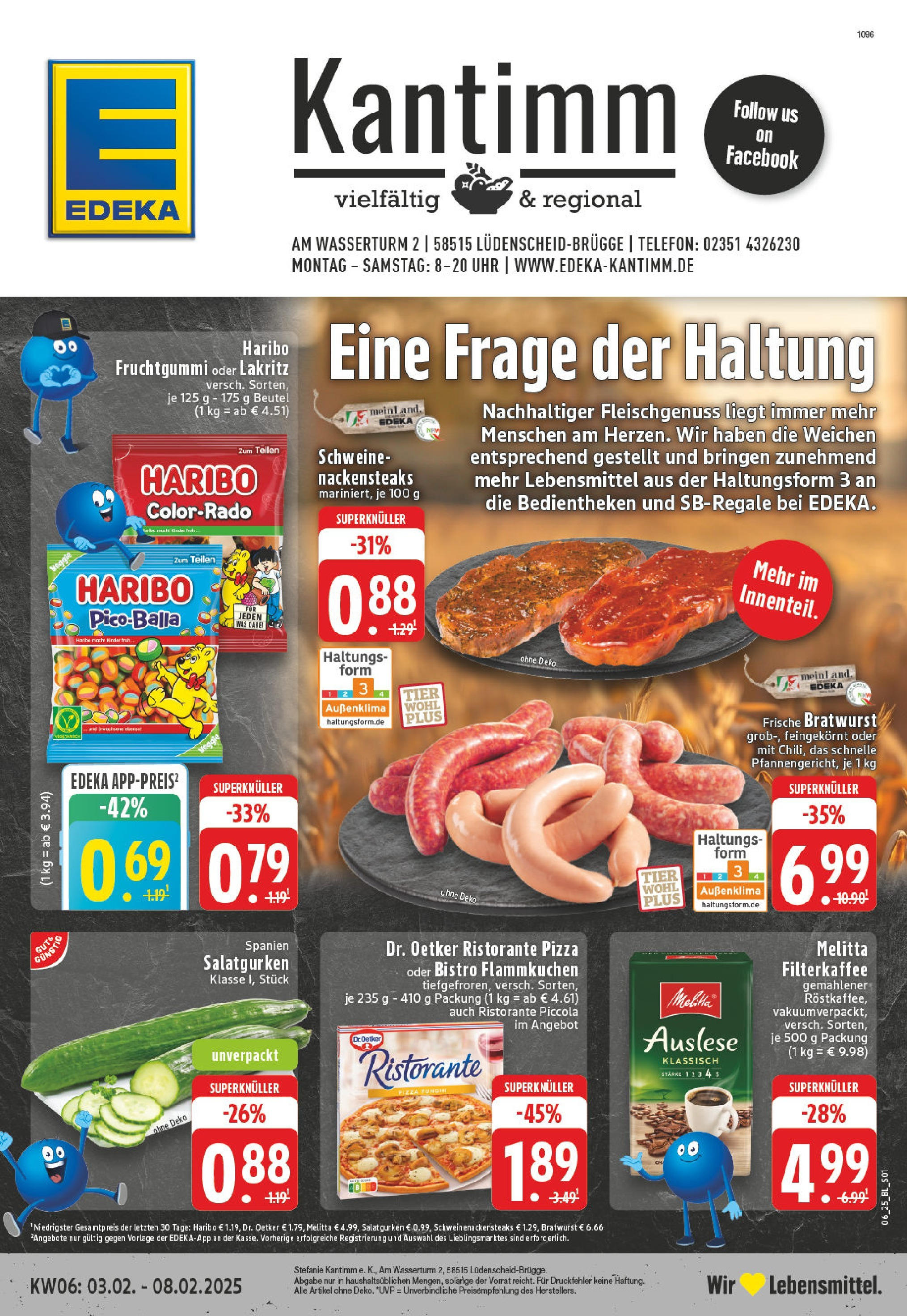 Edeka - Lüdenscheid, Am Wasserturm 2 (ab 03.02.2025) » Angebote Online | Seite: 1 | Produkte: Ristorante, Melitta, Haribo, Telefon