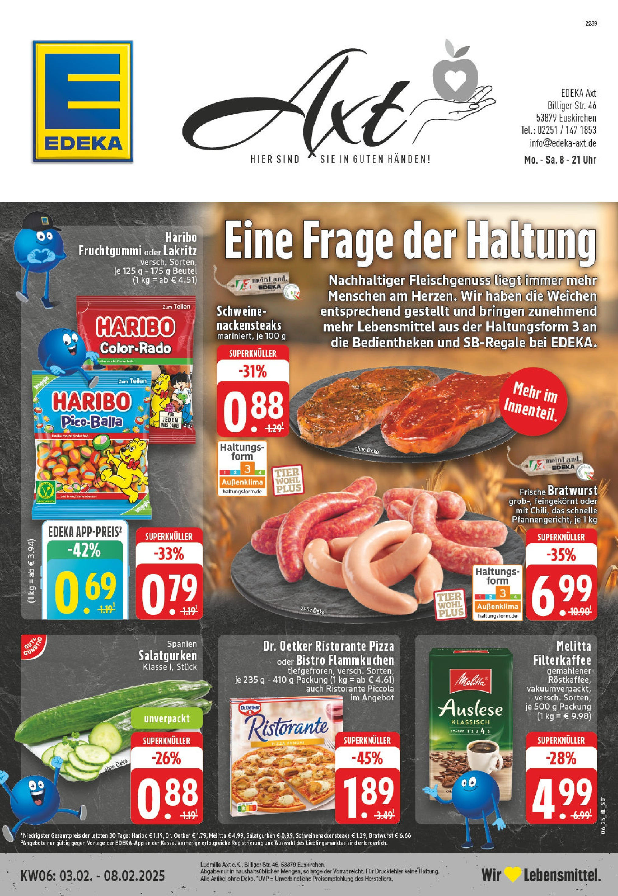 Edeka - Euskirchen, Billiger Straße 4 (ab 03.02.2025) » Angebote Online | Seite: 1 | Produkte: Ristorante, Bratwurst, Pizza, Uhr