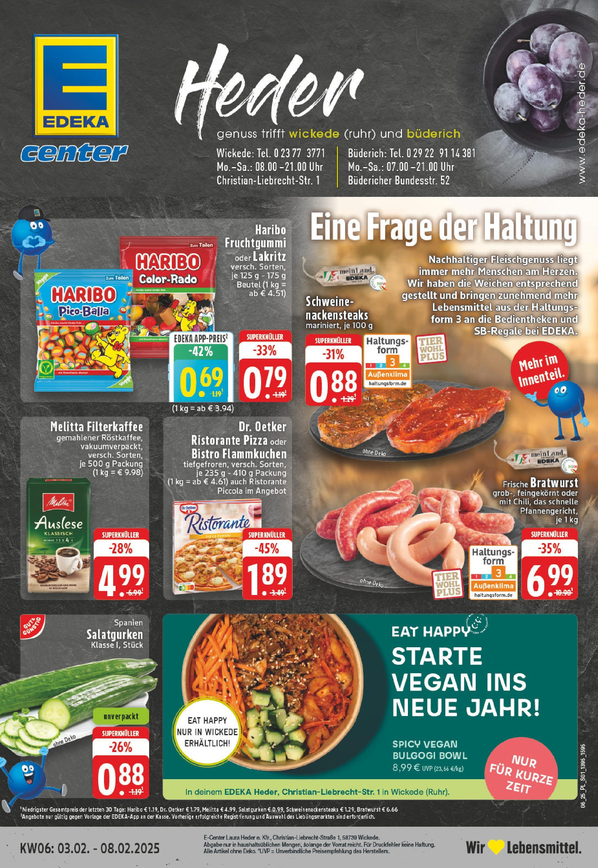 Edeka - EDEKA: Wochenangebote (ab 02.02.2025) » Angebote Online | Seite: 1 | Produkte: Melitta, Bratwurst, Pizza, Salat