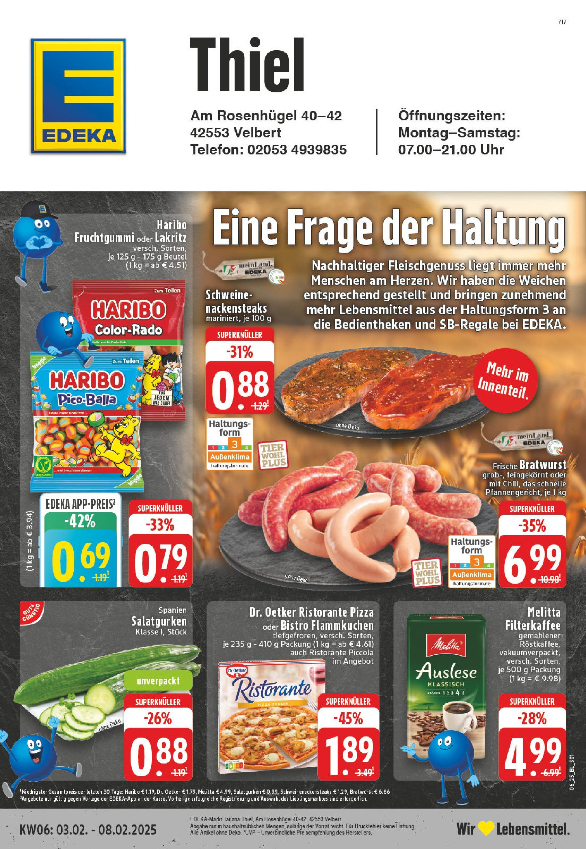 Edeka - Velbert-Neviges, Am Rosenhügel 4 (ab 03.02.2025) » Angebote Online | Seite: 1 | Produkte: Ristorante, Haribo, Telefon, Uhr