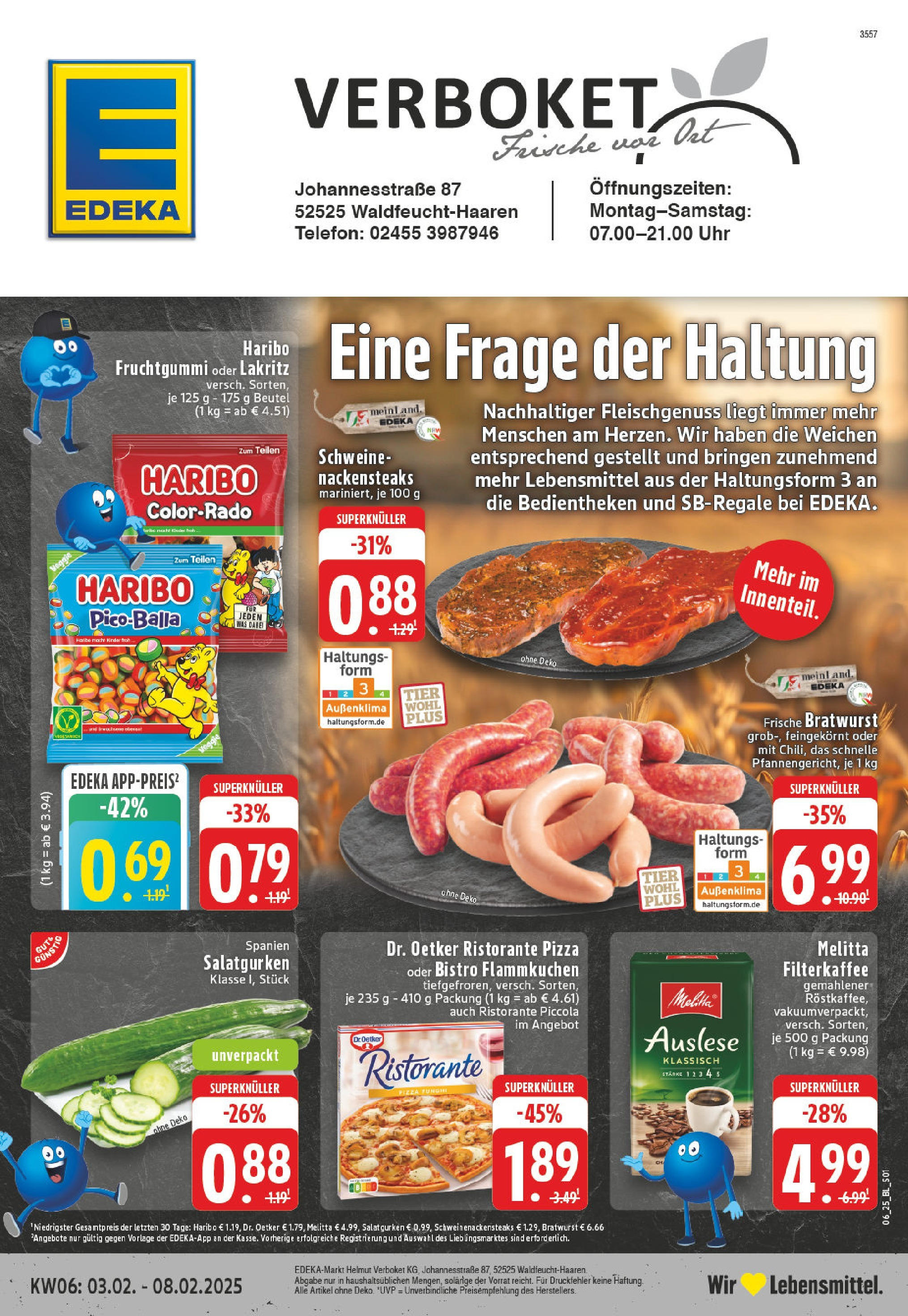 Edeka - Waldfeucht-Haaren, Johannesstraße 8 (ab 03.02.2025) » Angebote Online | Seite: 1 | Produkte: Ristorante, Haribo, Pizza, Uhr