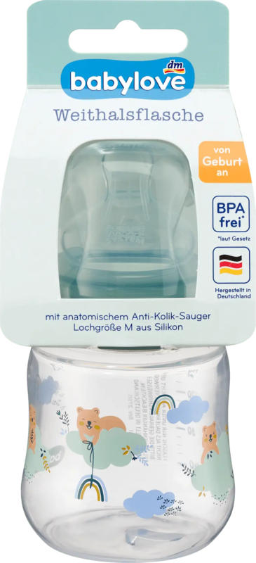 babylove Babyflasche Weithals türkis, 150 ml