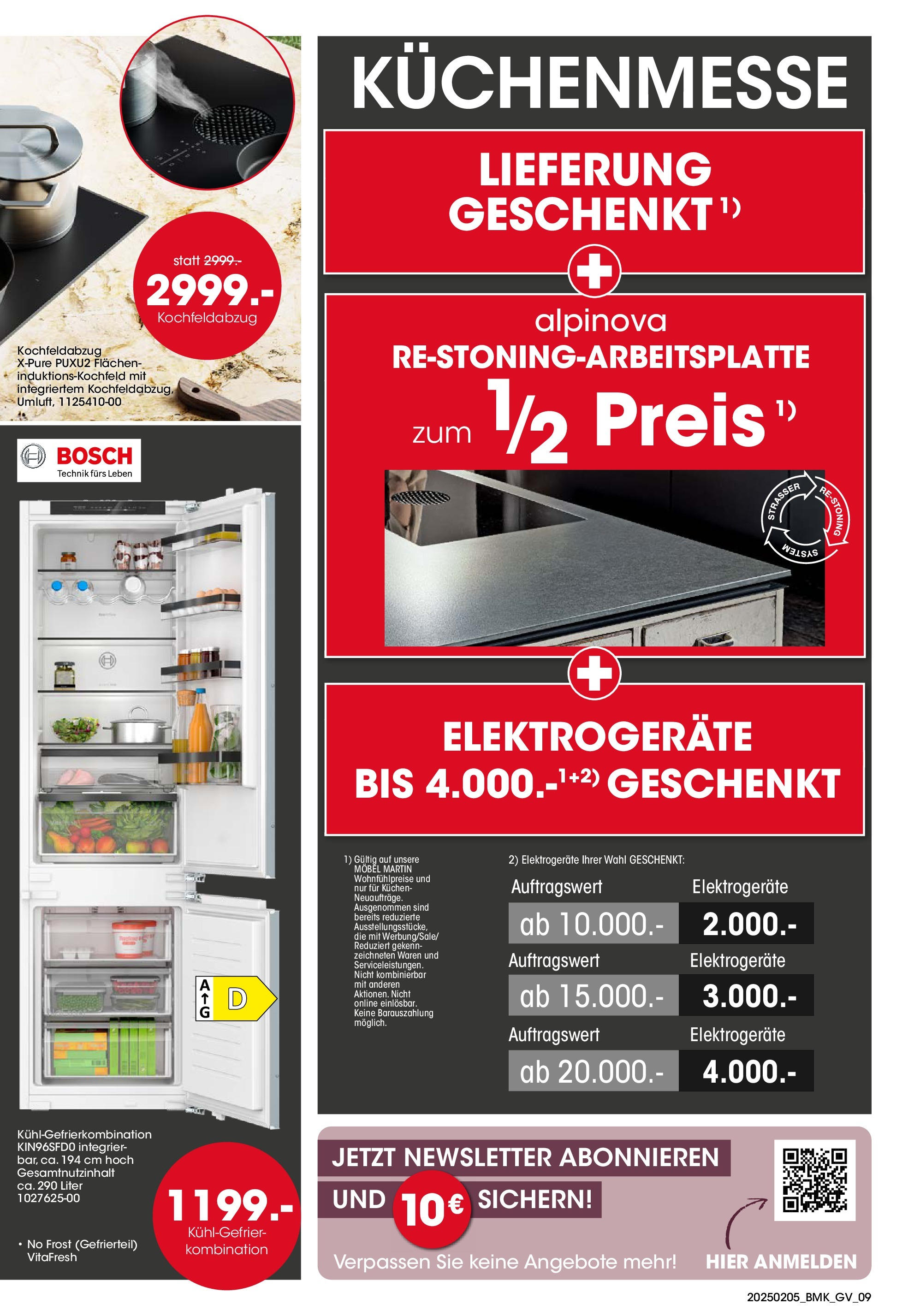 Möbel Martin  Küchenmesse (ab 05.02.2025) zum Blättern | Seite: 9 | Produkte: Bosch, Kühlgefrierkombination, Kuchen