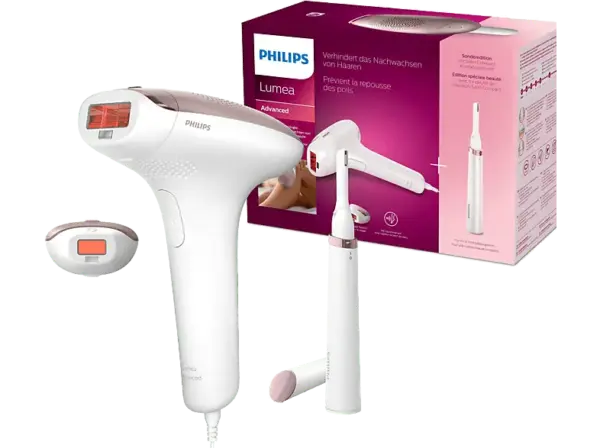 Philips Lumea IPL BRI921/00 Korrekturtrimmer + IPL-Haarentfernungsgerät (Weiß /Rosé, mit 2 Aufätze, Netzbetrieb)