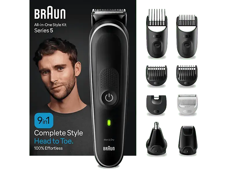 Braun MGK 5410 All-in-One Style Bartpflege Bodygroomer Set, Black/Grey, Akkubetrieb