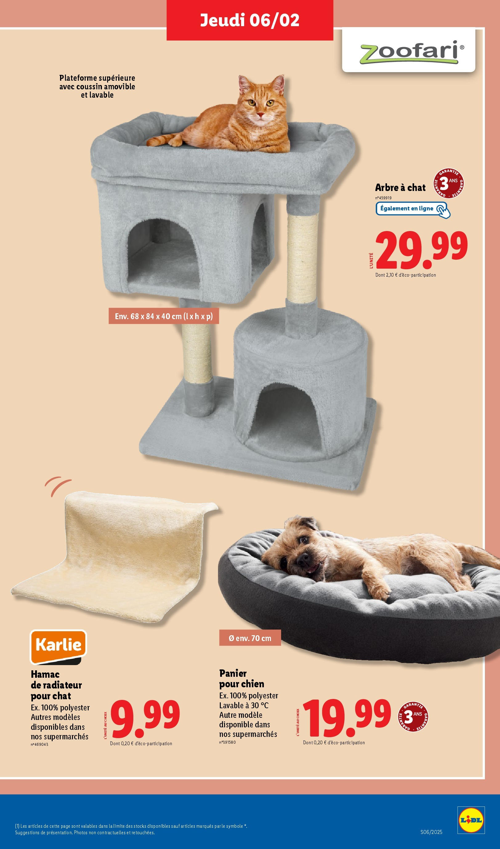 Catalogue LIDL du 05/02/2025 | Promo prospectus en ligne | Page: 43 | Produits: Hamac, Arbre à chat, Radiateur, Panier