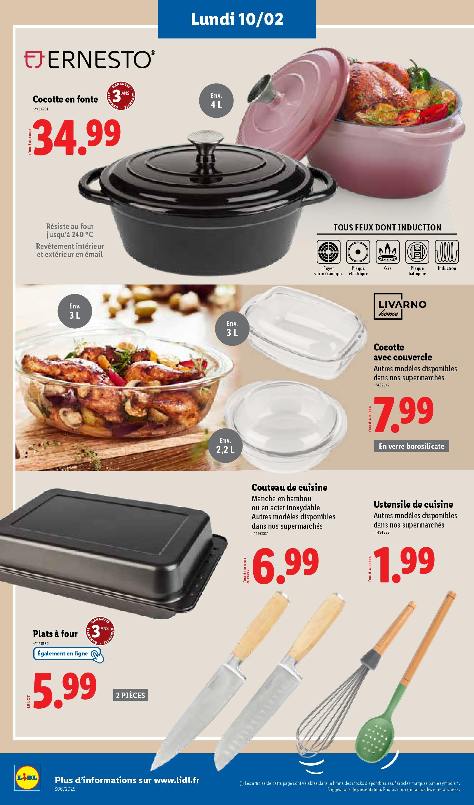 Catalogue LIDL du 05/02/2025 | Promo prospectus en ligne | Page: 58 | Produits: Couteau, Four, Cocotte avec couvercle