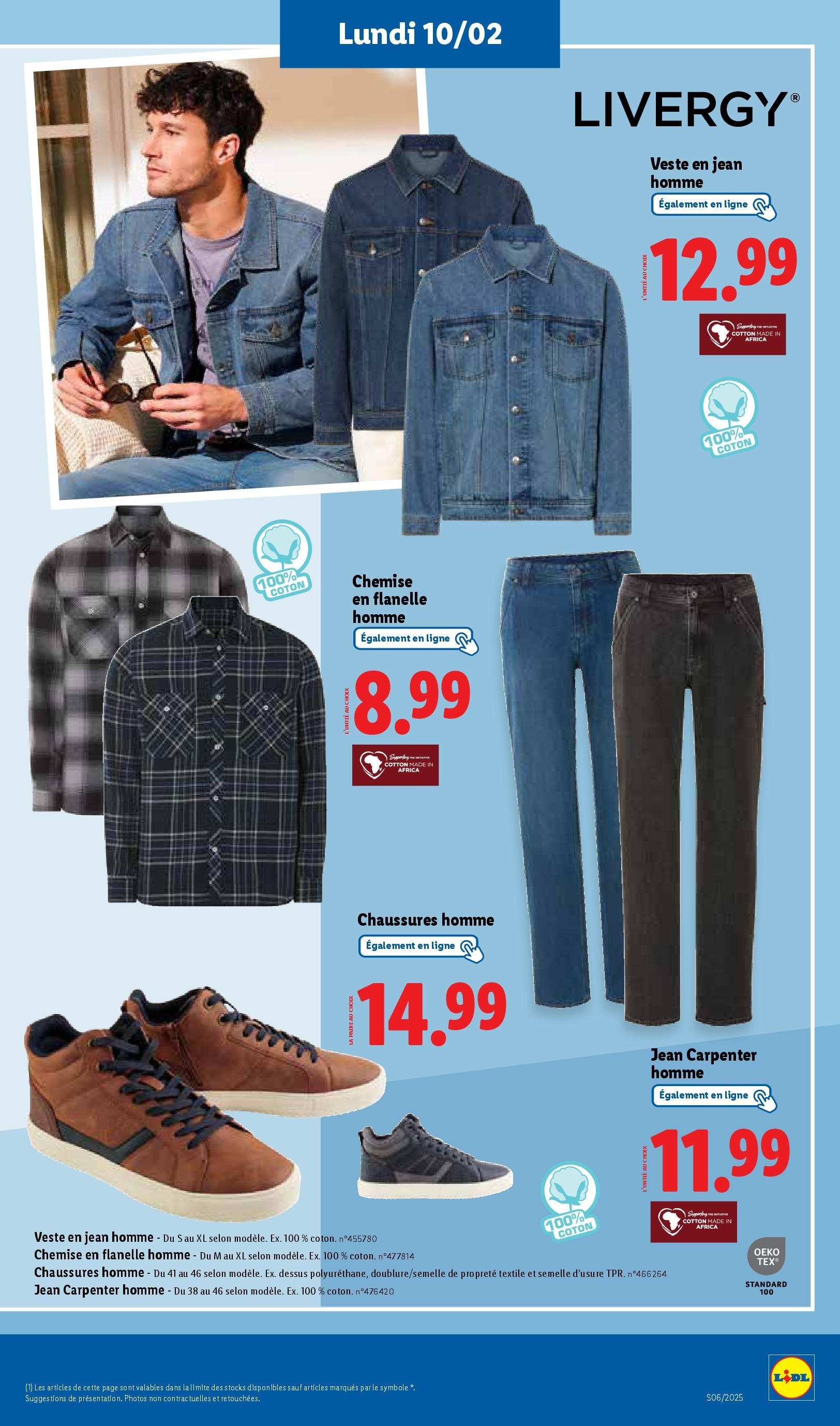 Catalogue LIDL du 05/02/2025 | Promo prospectus en ligne | Page: 67 | Produits: Coton, Chemise, Veste, Veste en jean