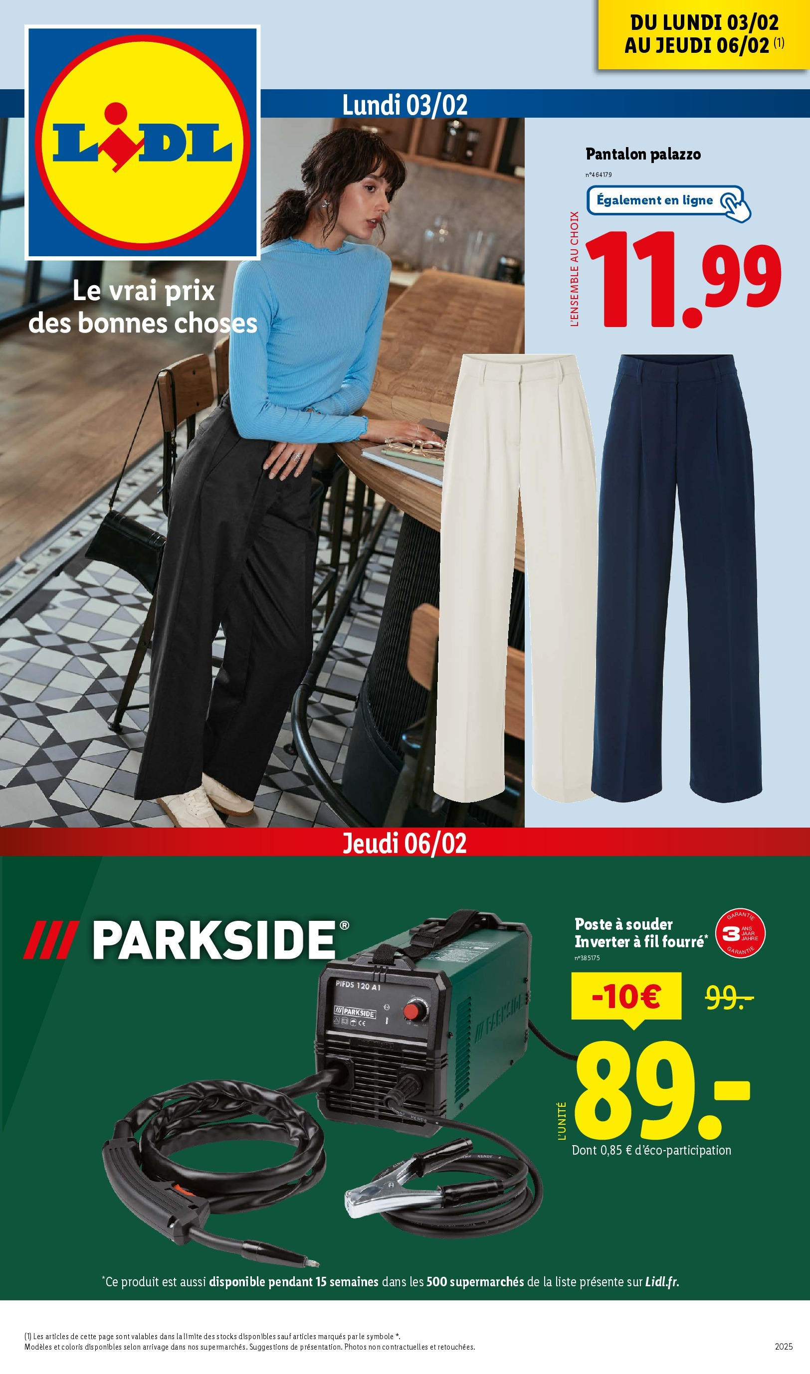 Catalogue LIDL du 02/02/2025 | Promo prospectus en ligne | Page: 1 | Produits: Pantalon, Poste à souder