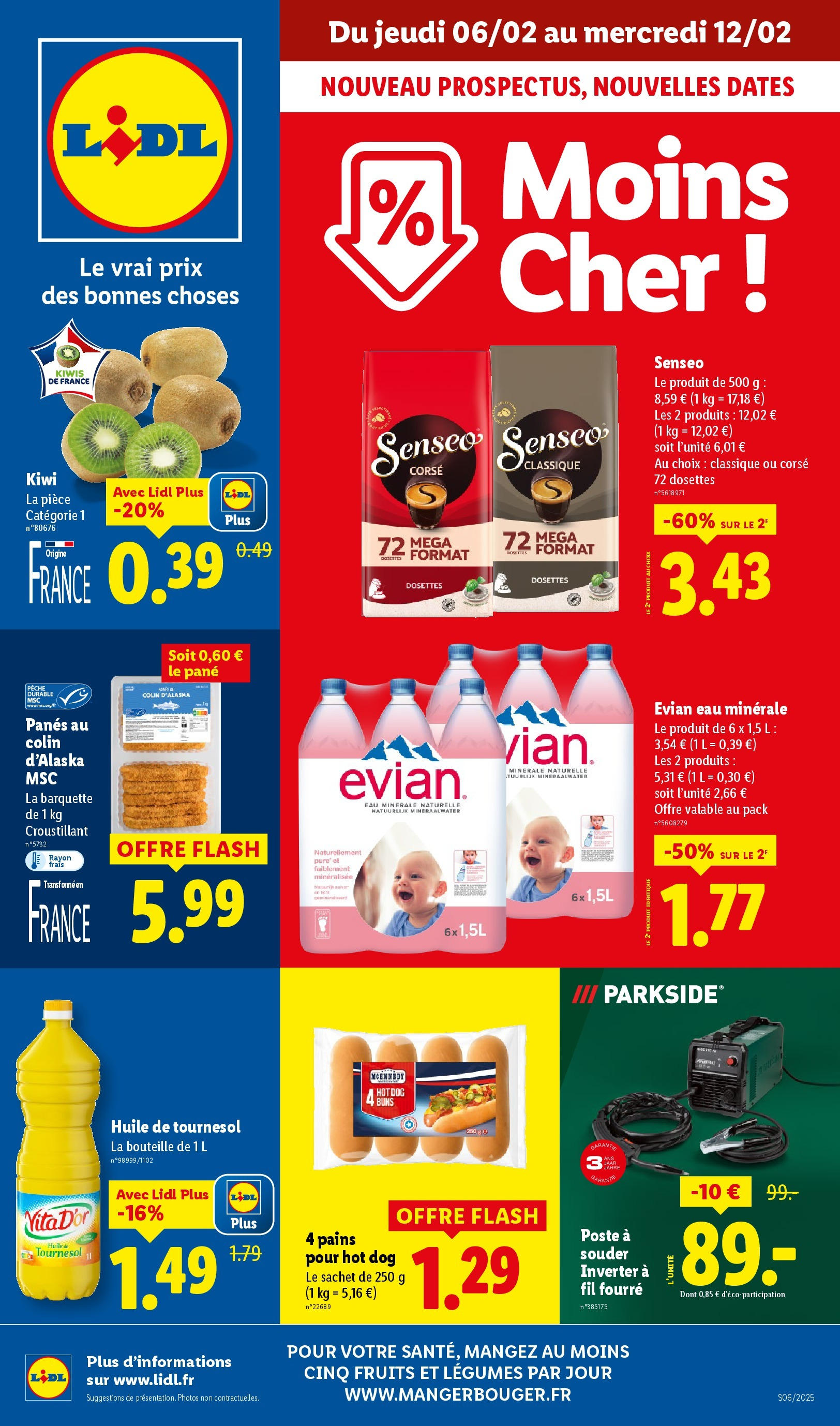 Catalogue LIDL du 05/02/2025 | Promo prospectus en ligne | Page: 1 | Produits: Senseo, Hot dog, Huile, Kiwi