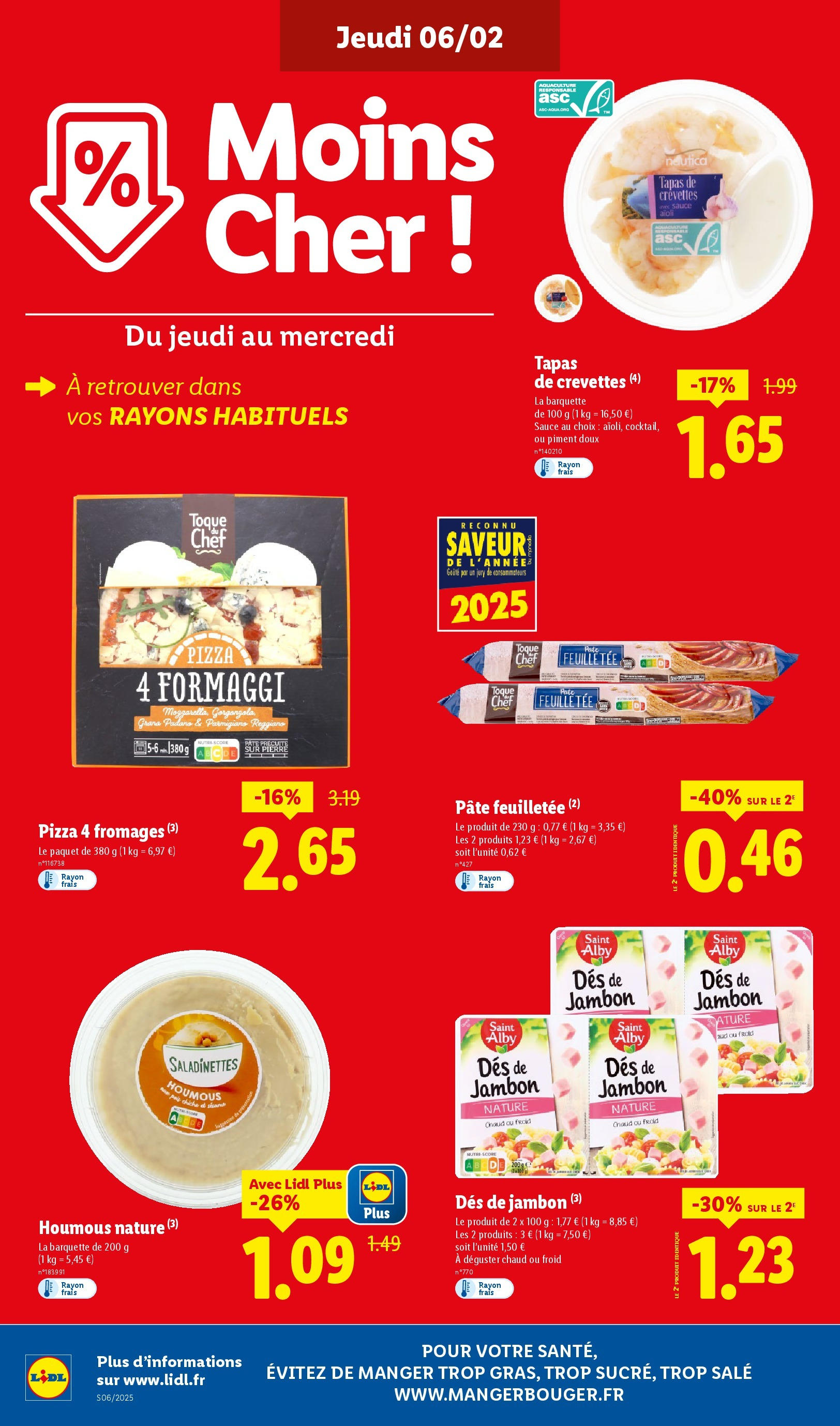 Catalogue LIDL du 05/02/2025 | Promo prospectus en ligne | Page: 14 | Produits: Pâte feuilletée, Pois, Pois chiche, Pizza