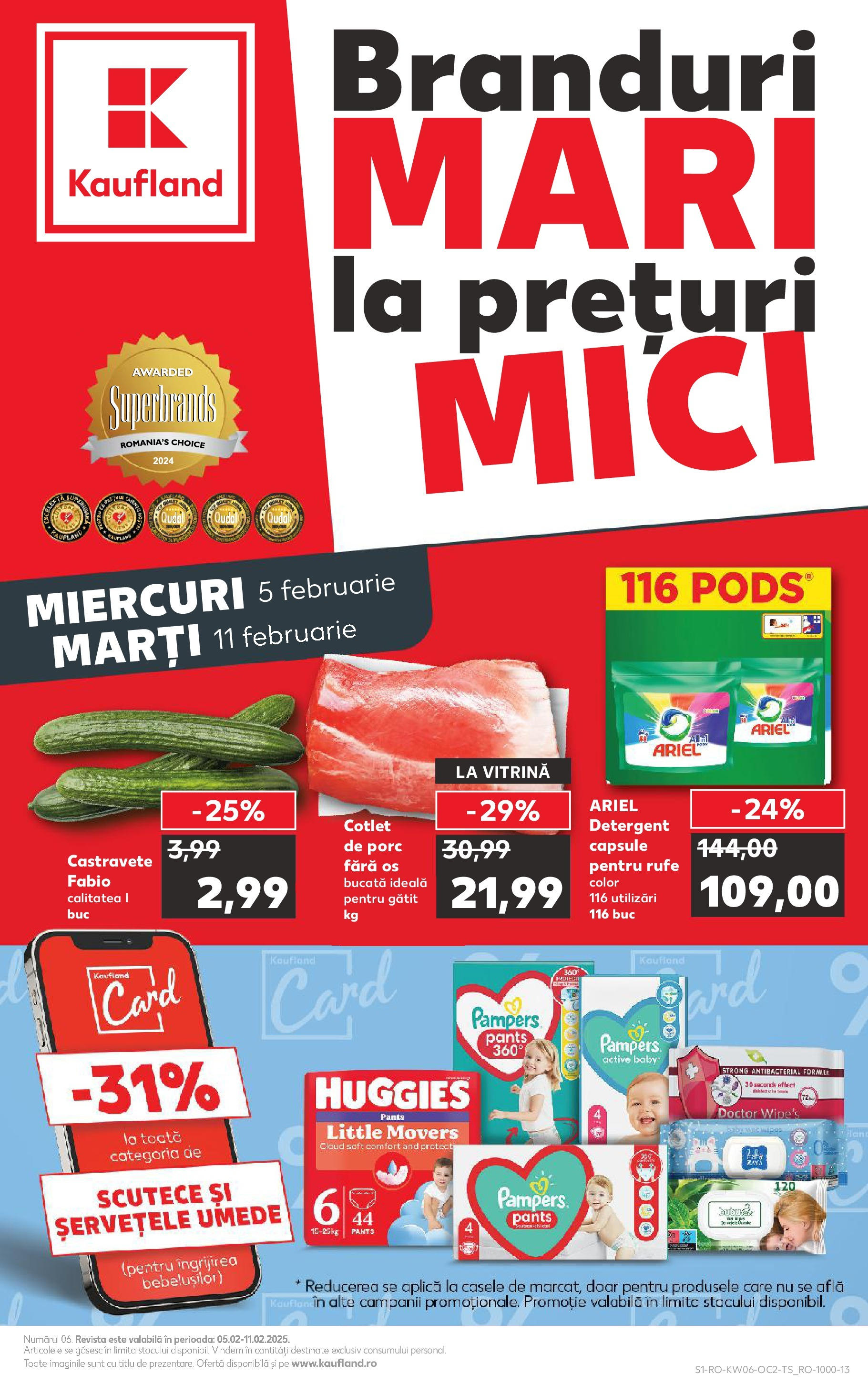 Catalog Kaufland - Bucureşti 05.02.2025 - Revista si Oferta | Pagină: 1 | Produse: Vitrină, Mici, Detergent, Șervețele umede