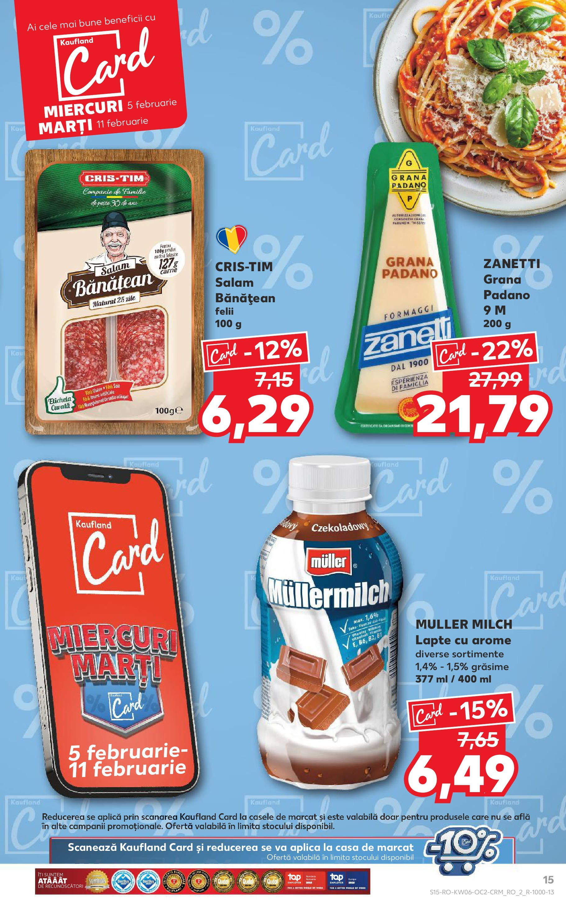 Catalog Kaufland - Bucureşti 05.02.2025 - Revista si Oferta | Pagină: 15 | Produse: Lapte, Salam, Pește