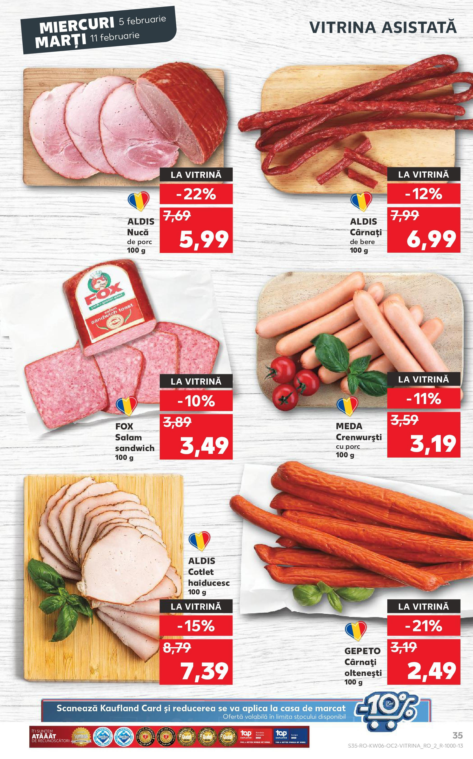 Catalog Kaufland - Bucureşti 05.02.2025 - Revista si Oferta | Pagină: 35 | Produse: Vitrină, Salam, Bere, Cârnați