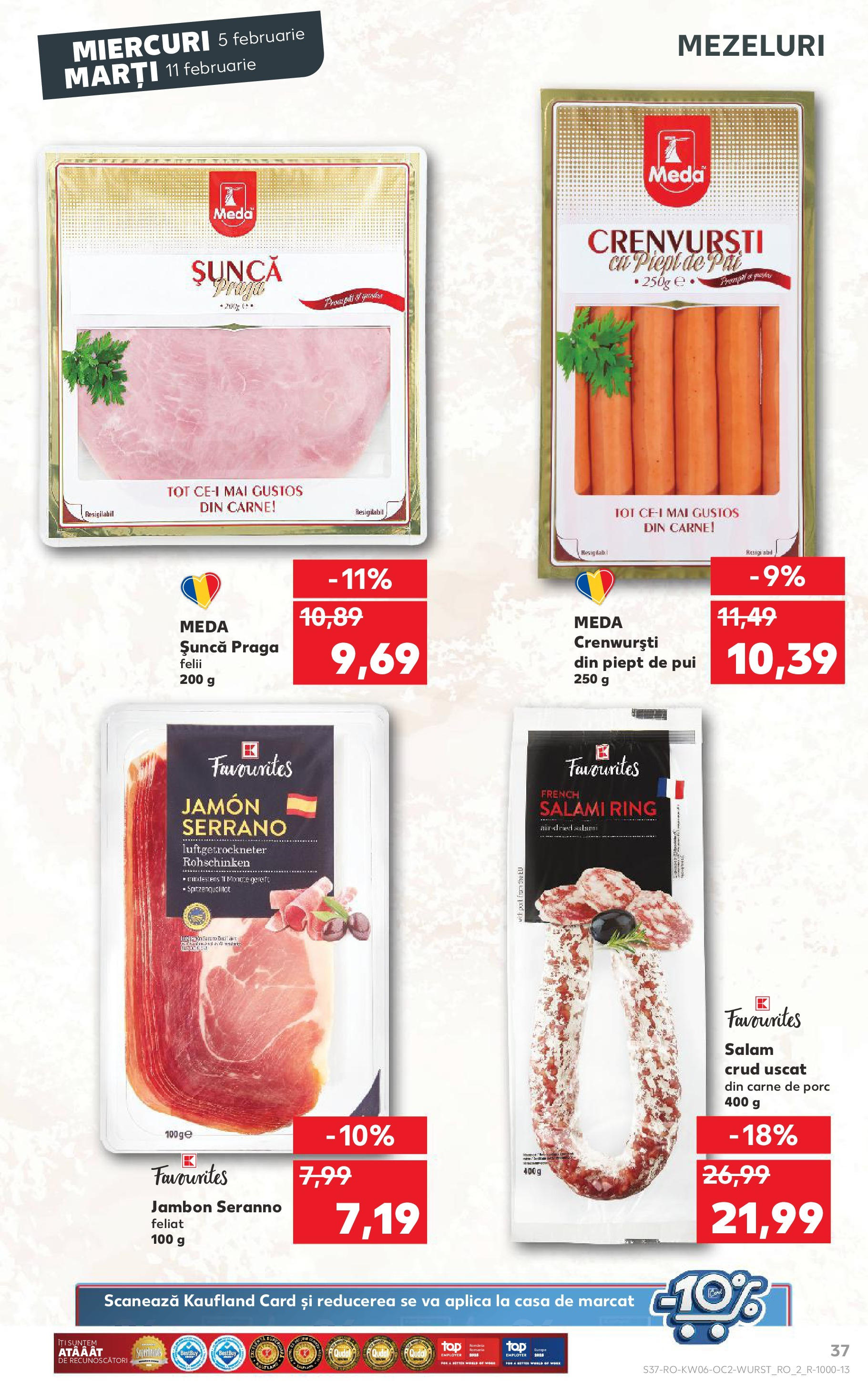 Catalog Kaufland - Bucureşti 05.02.2025 - Revista si Oferta | Pagină: 37 | Produse: Crenvurști, Salam, Șuncă, Carne De Porc