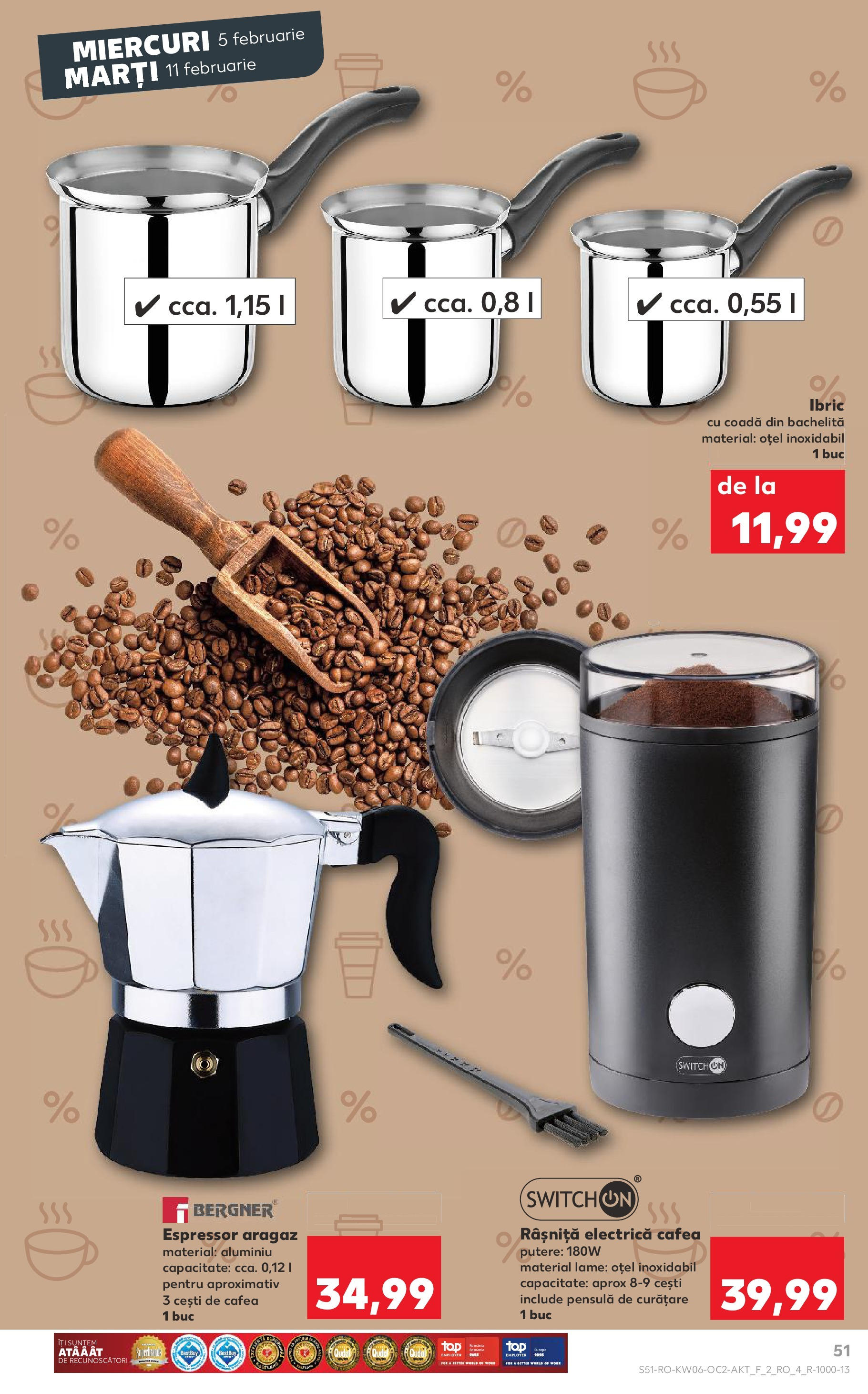 Catalog Kaufland - Bucureşti 05.02.2025 - Revista si Oferta | Pagină: 51 | Produse: Espressor, Aragaz, Cafea