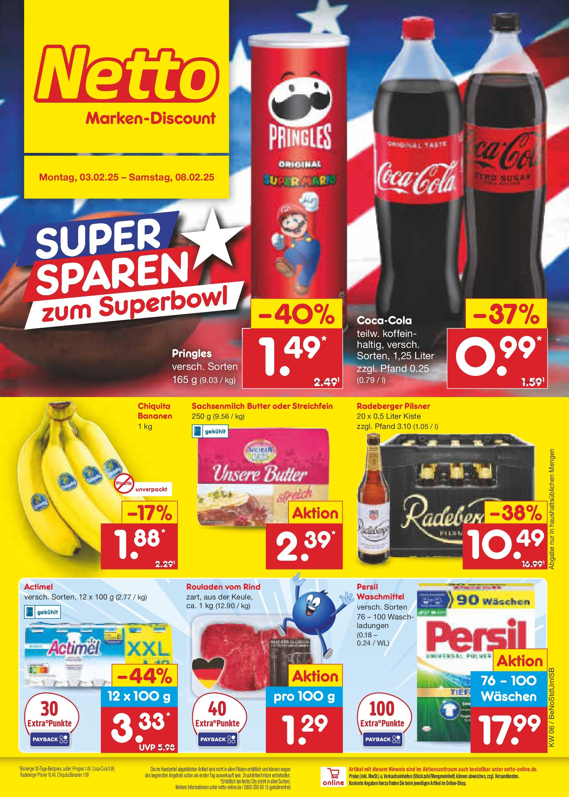 Netto Marken-Discount - Berlin, Corinthstraße 32 (ab 03.02.2025) » Angebote | Seite: 1 | Produkte: Actimel, Butter, Waschmittel, Persil