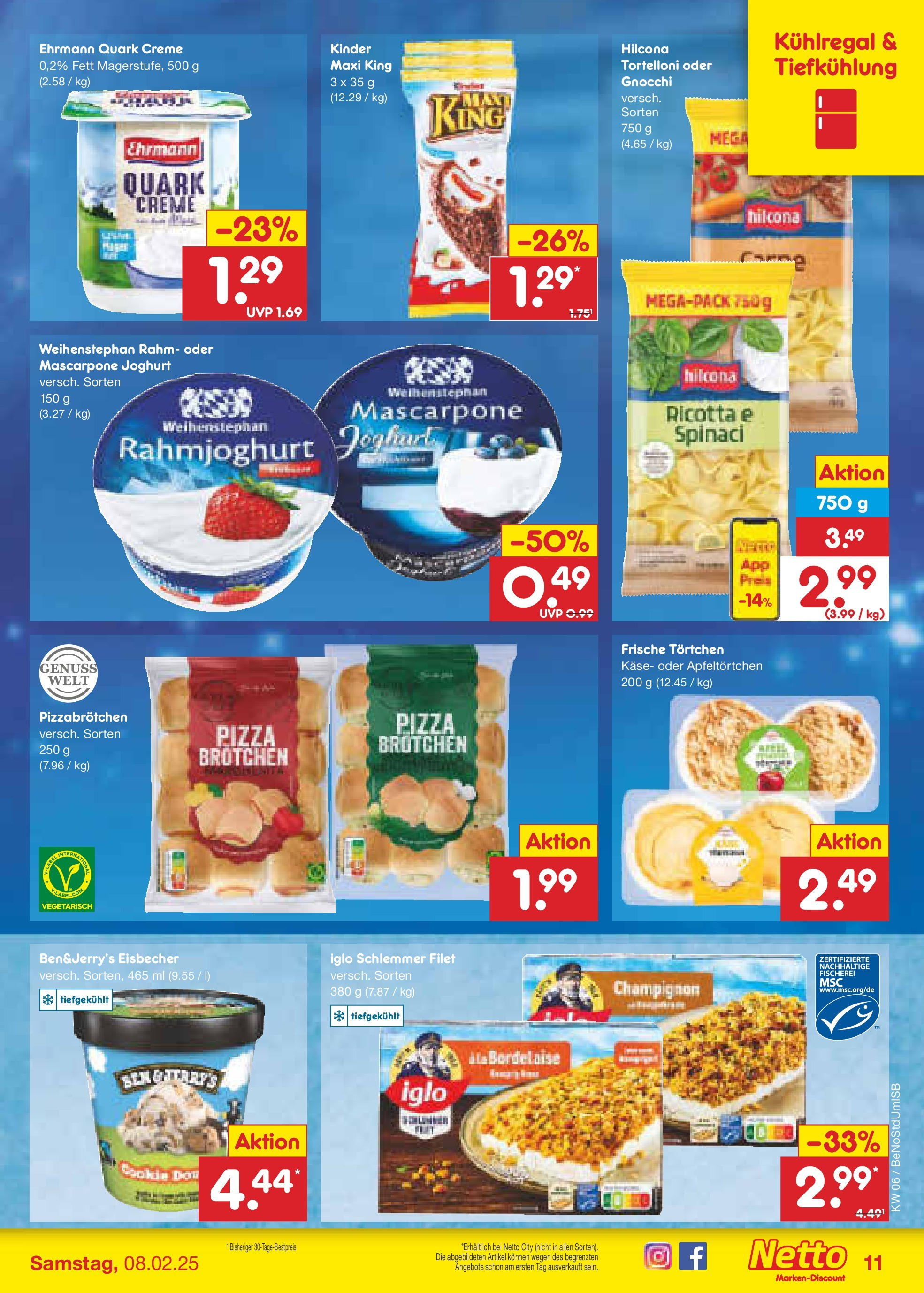 Netto Marken-Discount - Berlin, Corinthstraße 32 (ab 03.02.2025) » Angebote | Seite: 13 | Produkte: Käse, Joghurt, Iglo, Creme